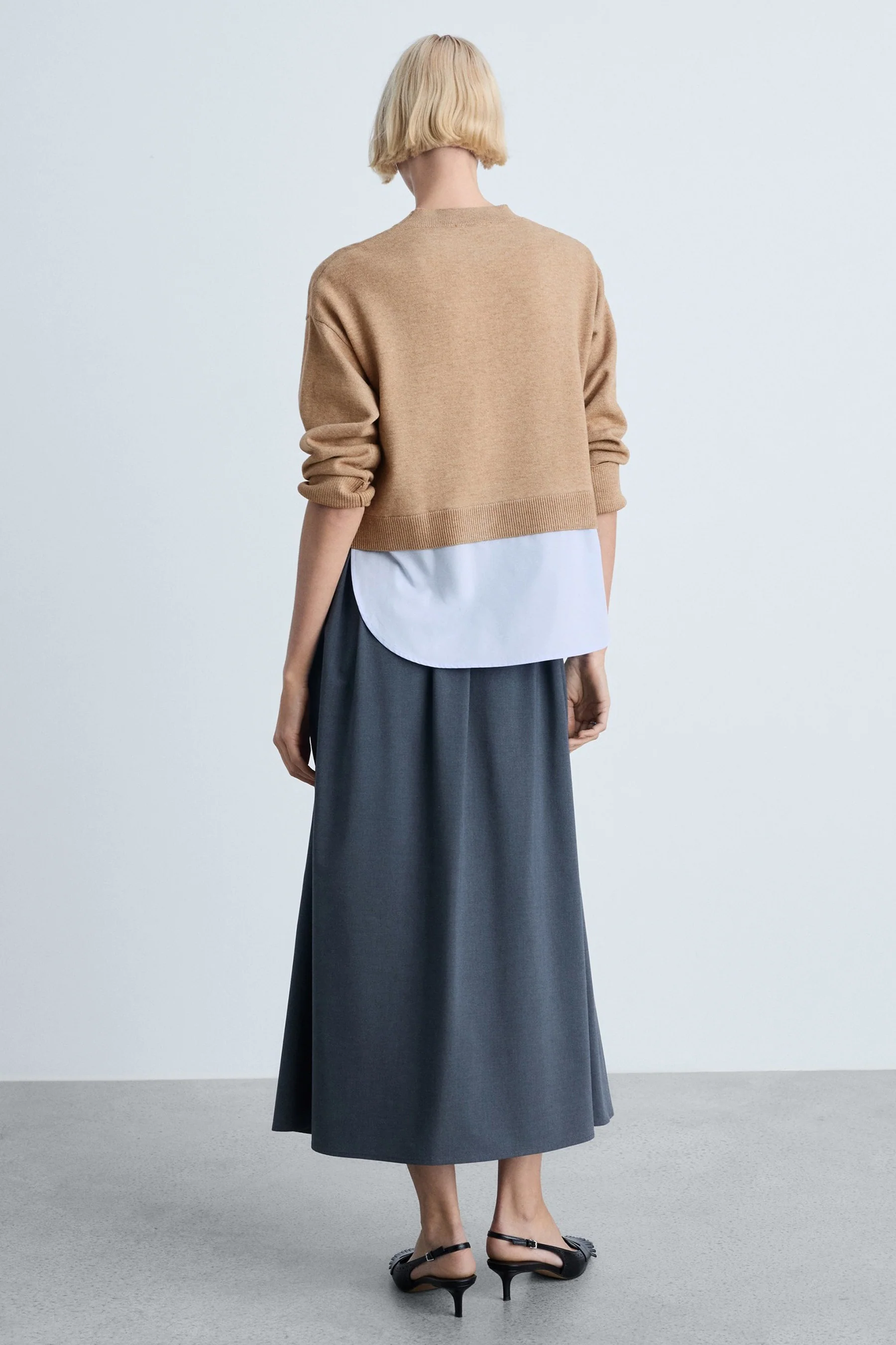 Pull met ronde hals - bruin - Image 3
