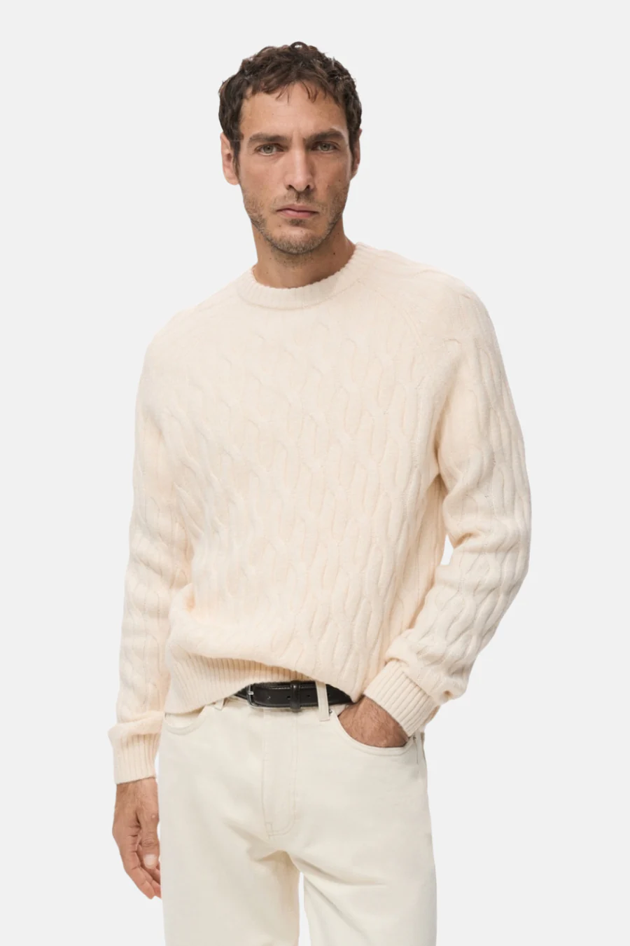 Pull met ronde hals - ecru - Image 2