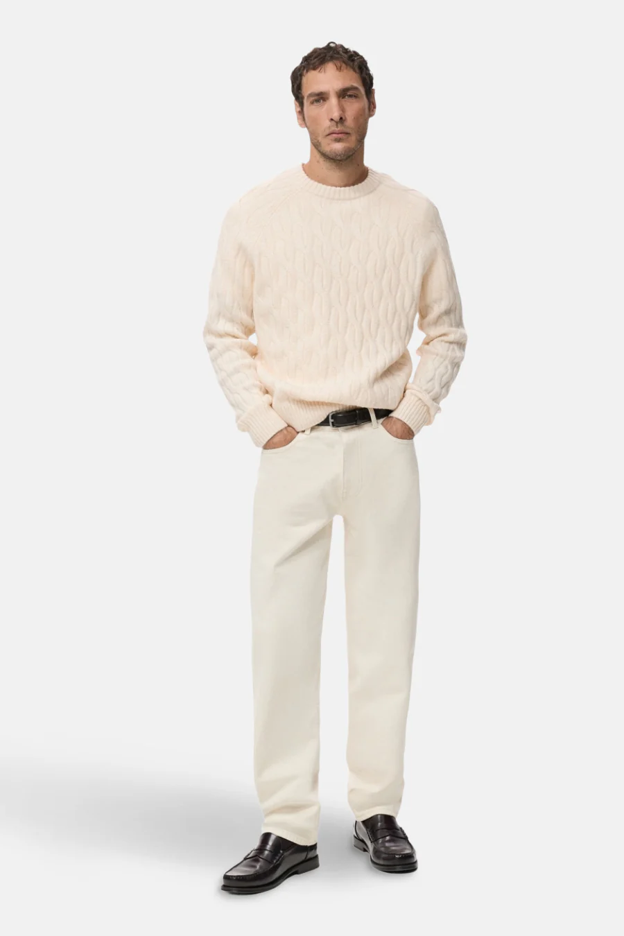 Pull met ronde hals - ecru - Image 3
