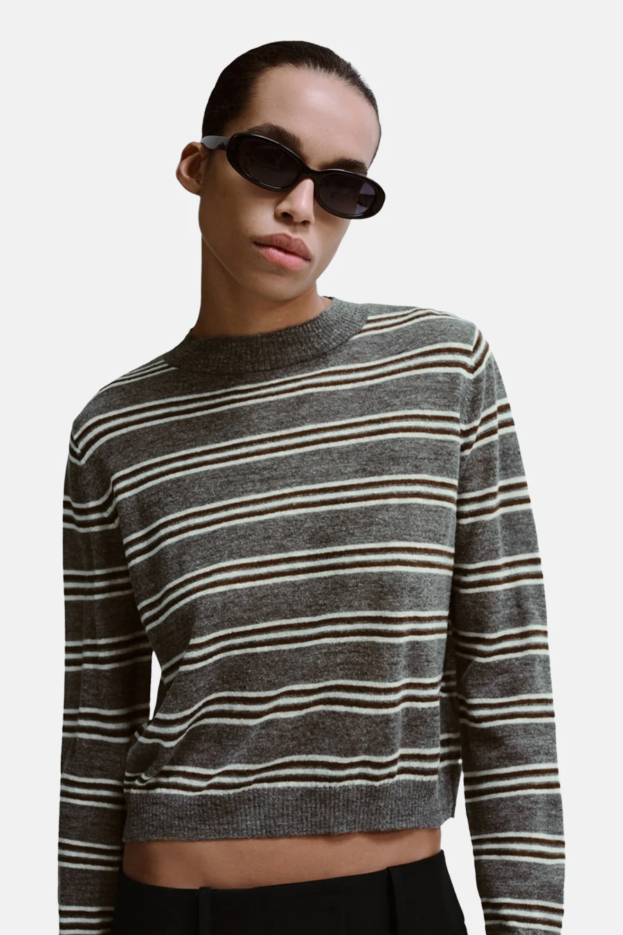 Pull met ronde hals - grijs