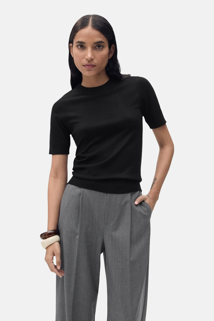 Pull met ronde hals - Zwart