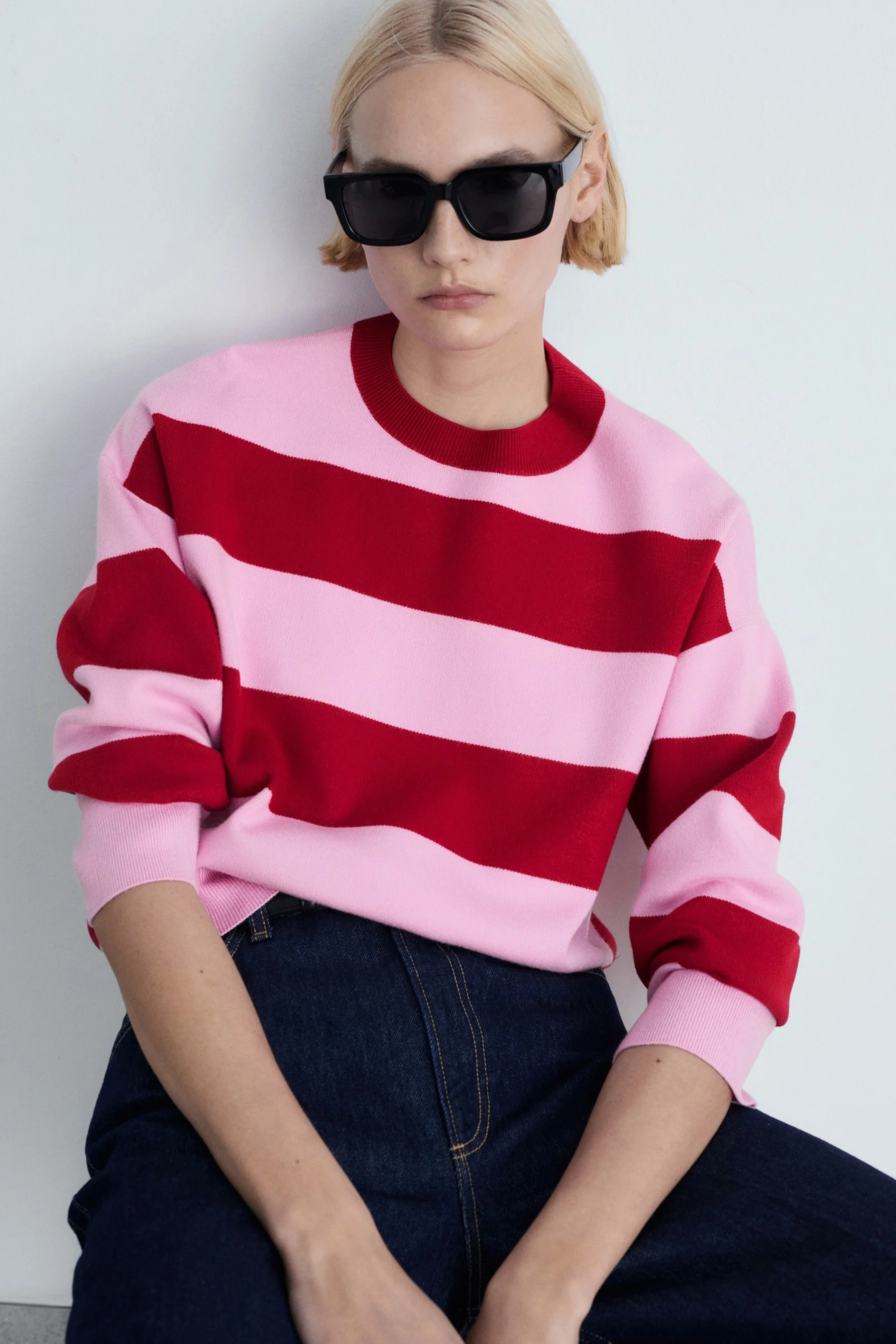 Pull met ronde hals - rood