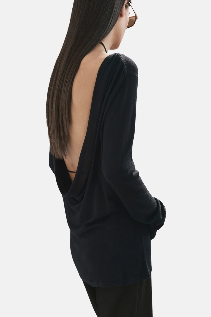Pull met ronde hals - zwart