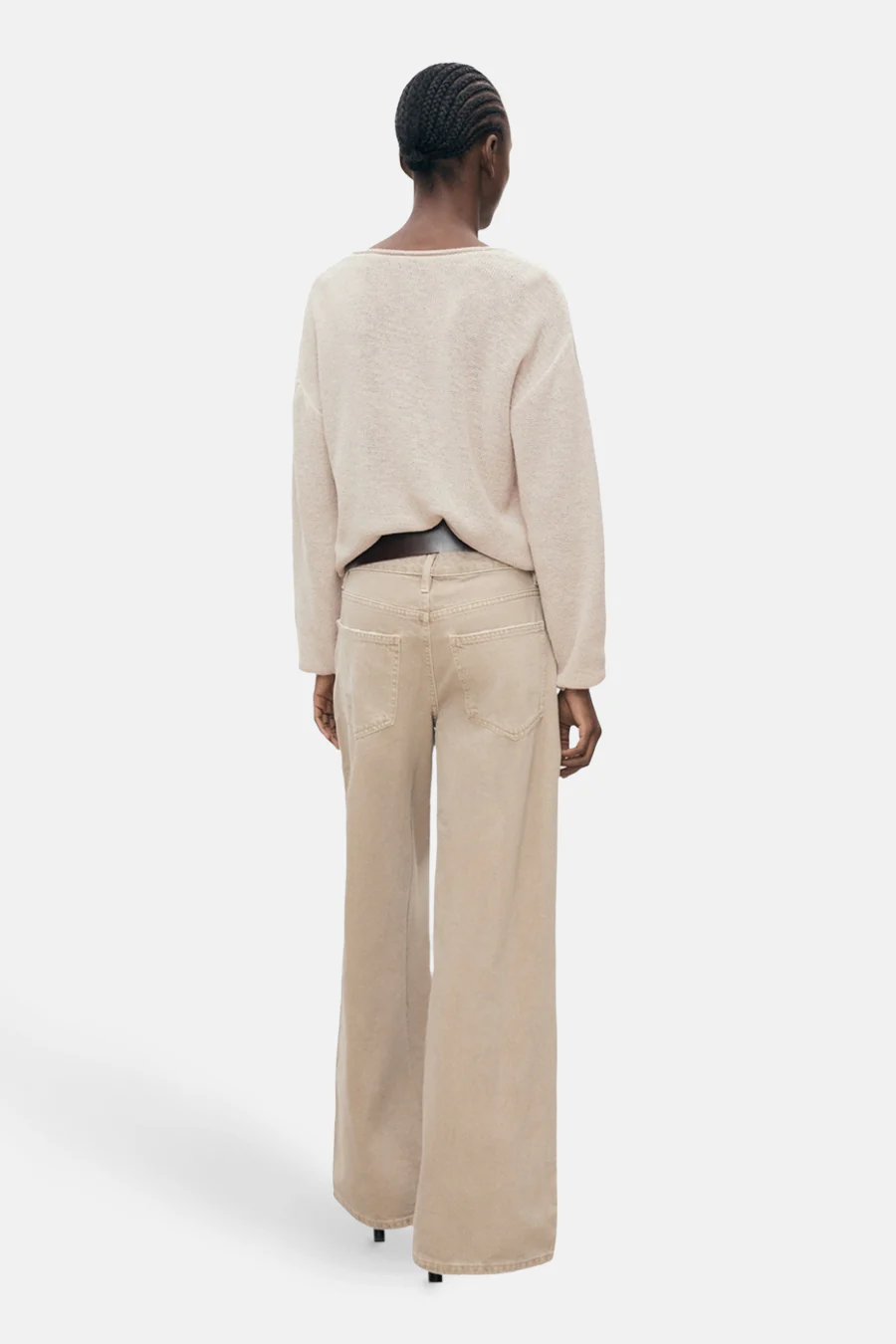 Pull met V-hals - beige - Image 3