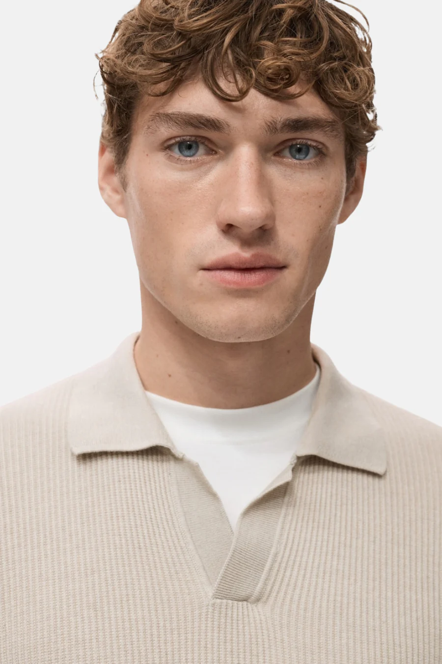 Pull met V-hals - beige - Image 4