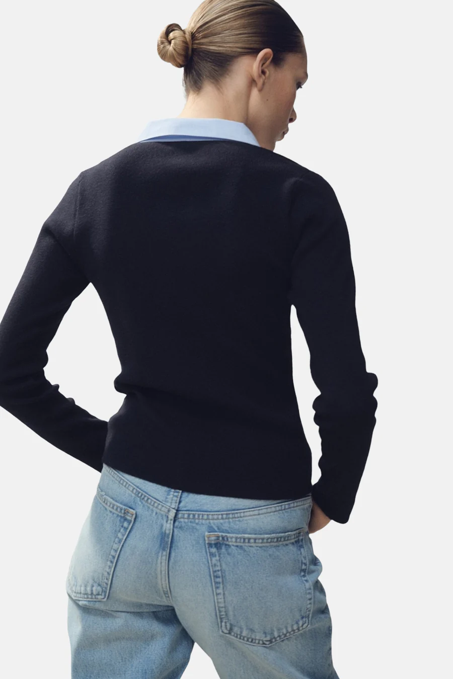 Pull met V-hals - blauw - Image 3