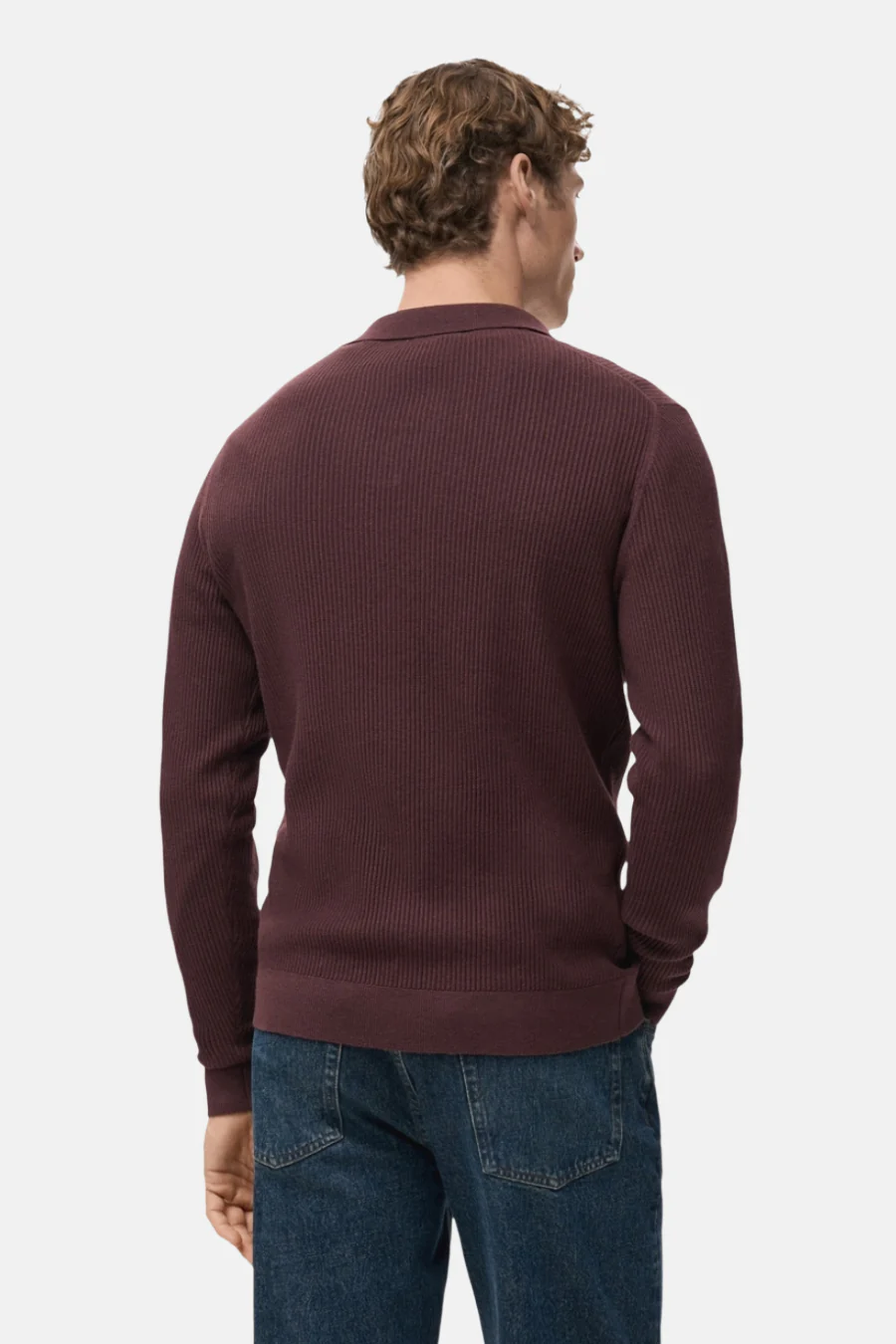 Pull met V-hals - bordeaux - Image 3