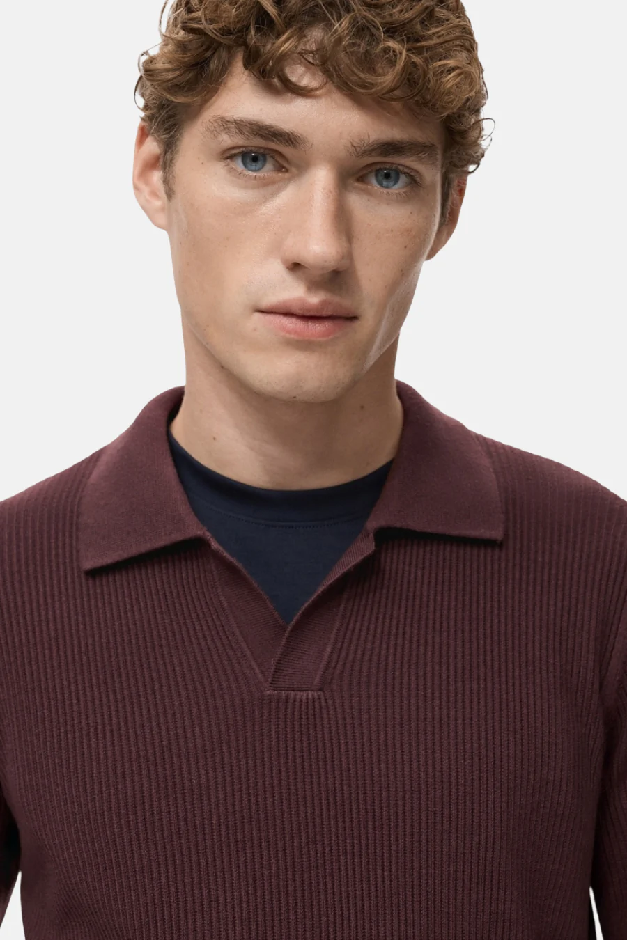 Pull met V-hals - bordeaux - Image 4