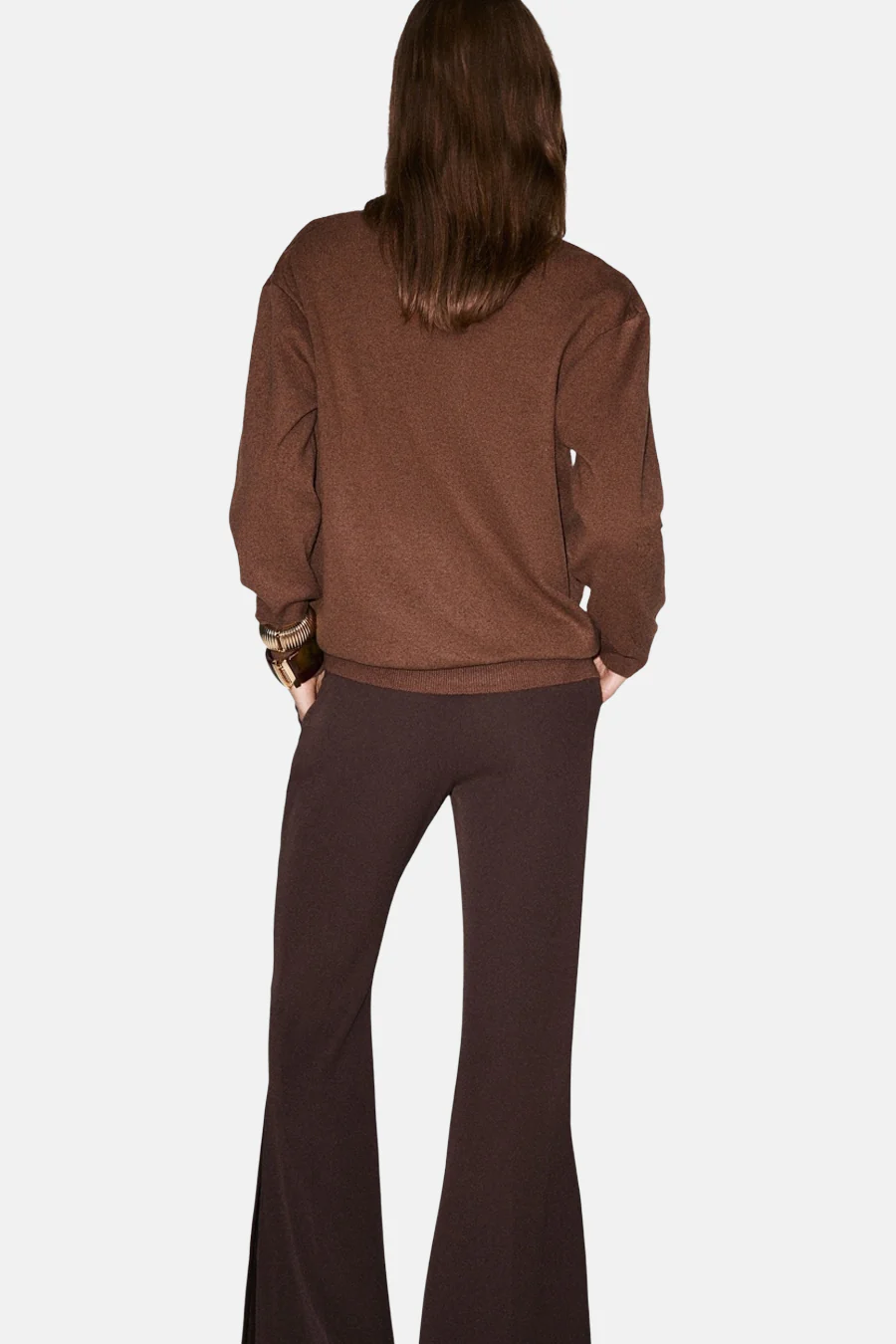 Pull met V-hals - bruin - Image 3