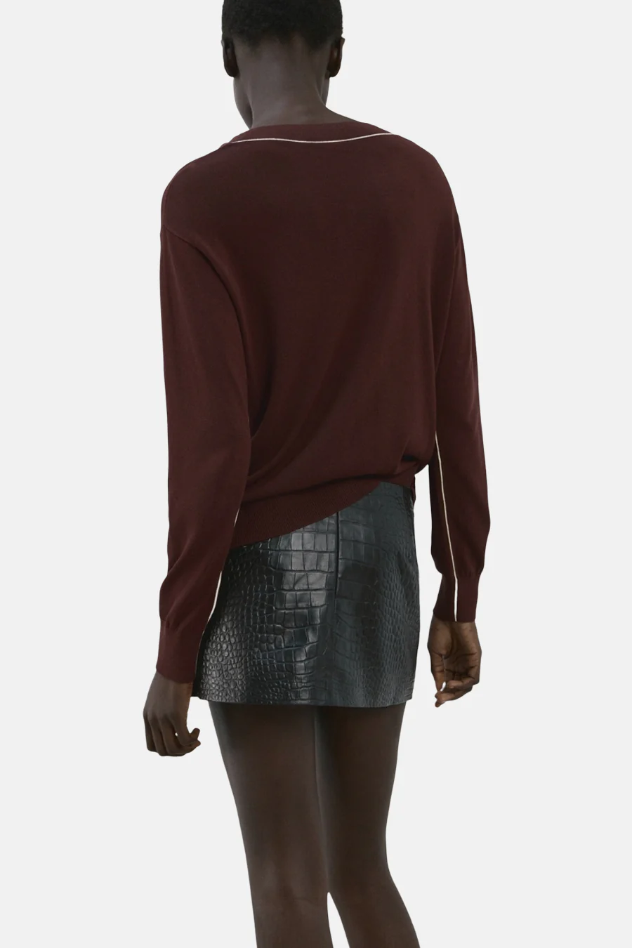 Pull met V-hals - bruin - Image 3