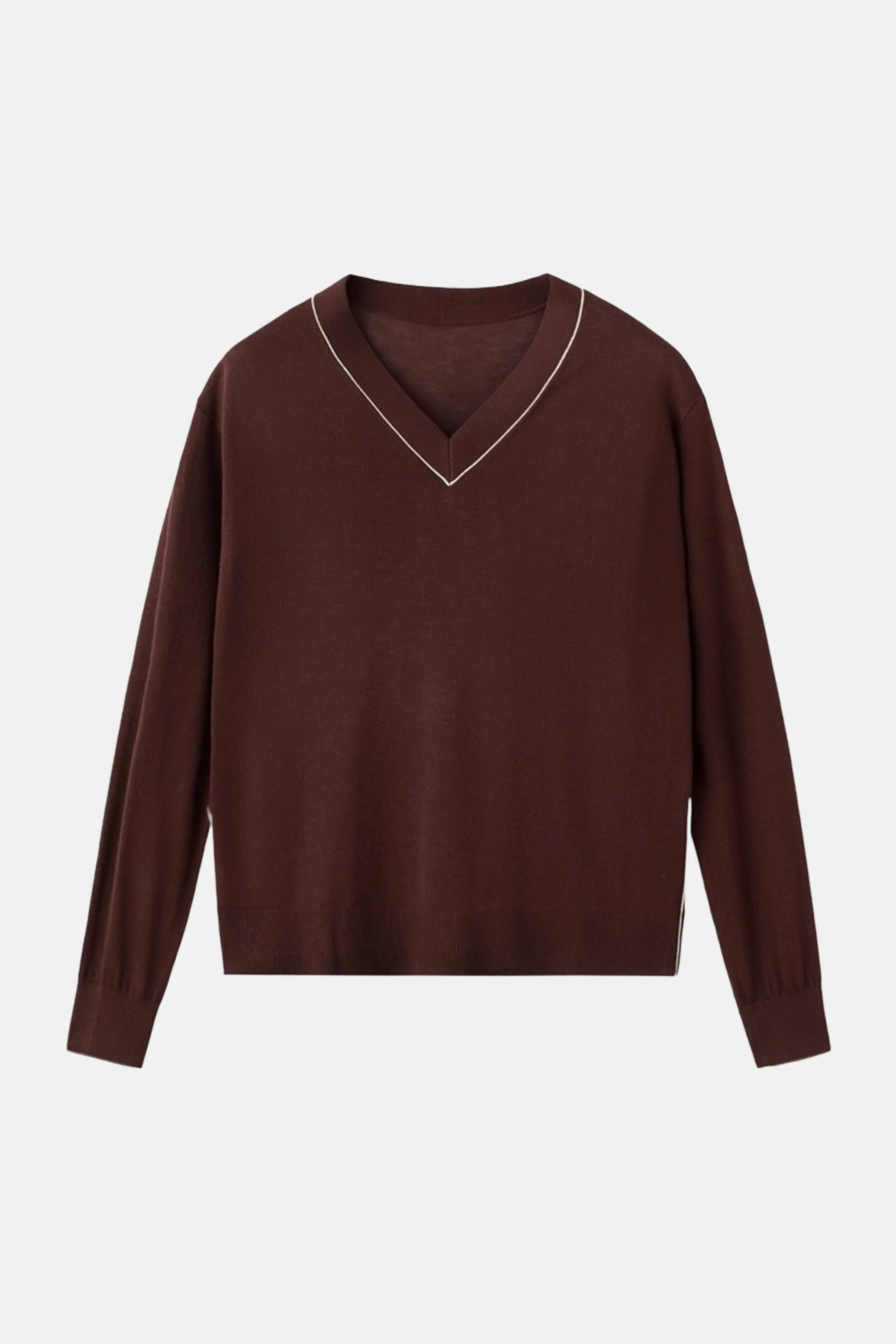 Pull met V-hals - bruin - Image 5