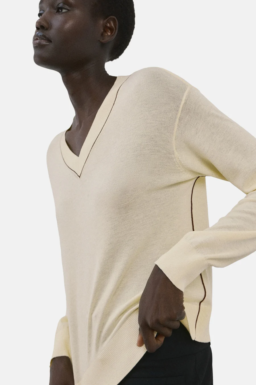 Pull met V-hals - Geel