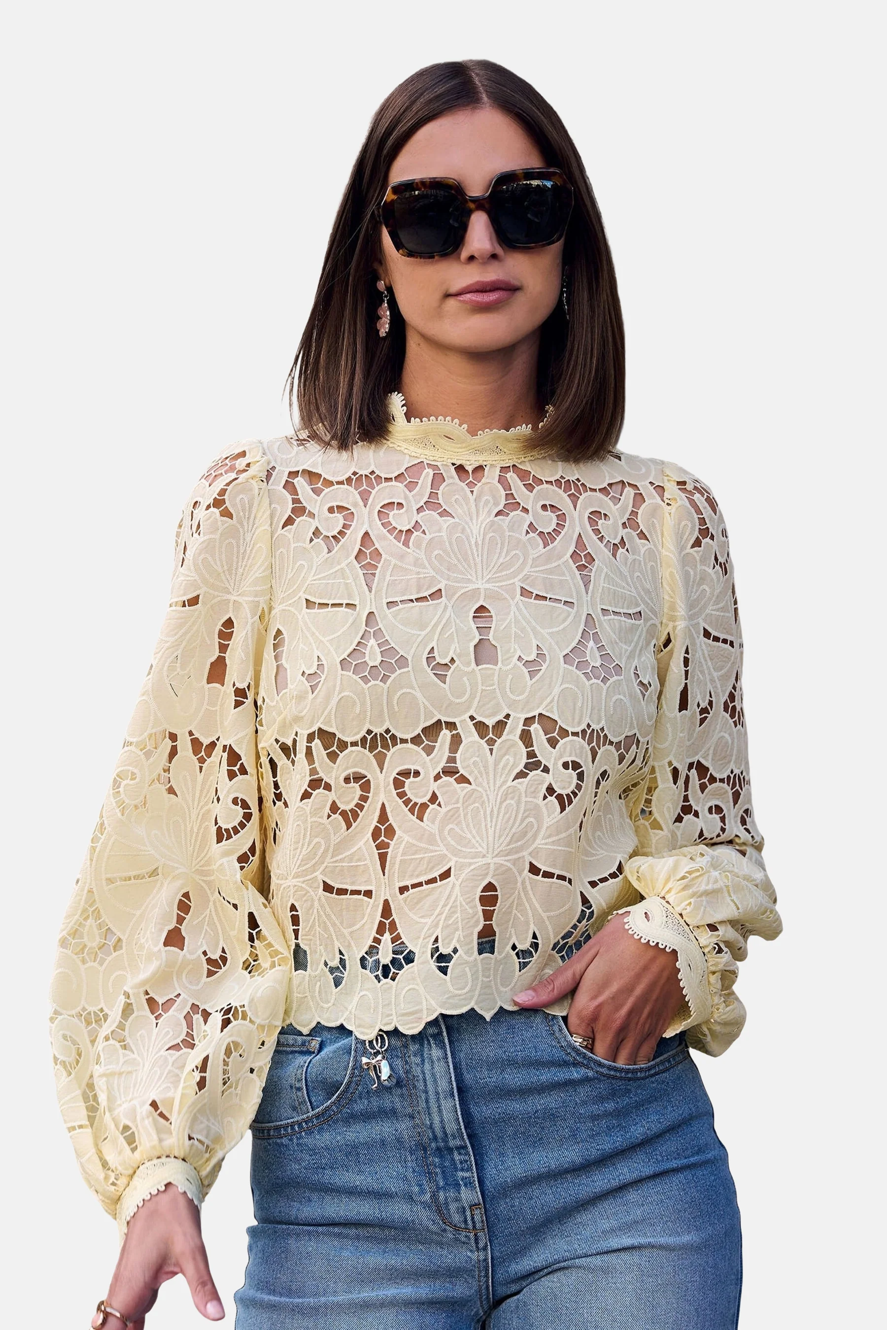 Blouse met lange mouwen - geel - Image 6