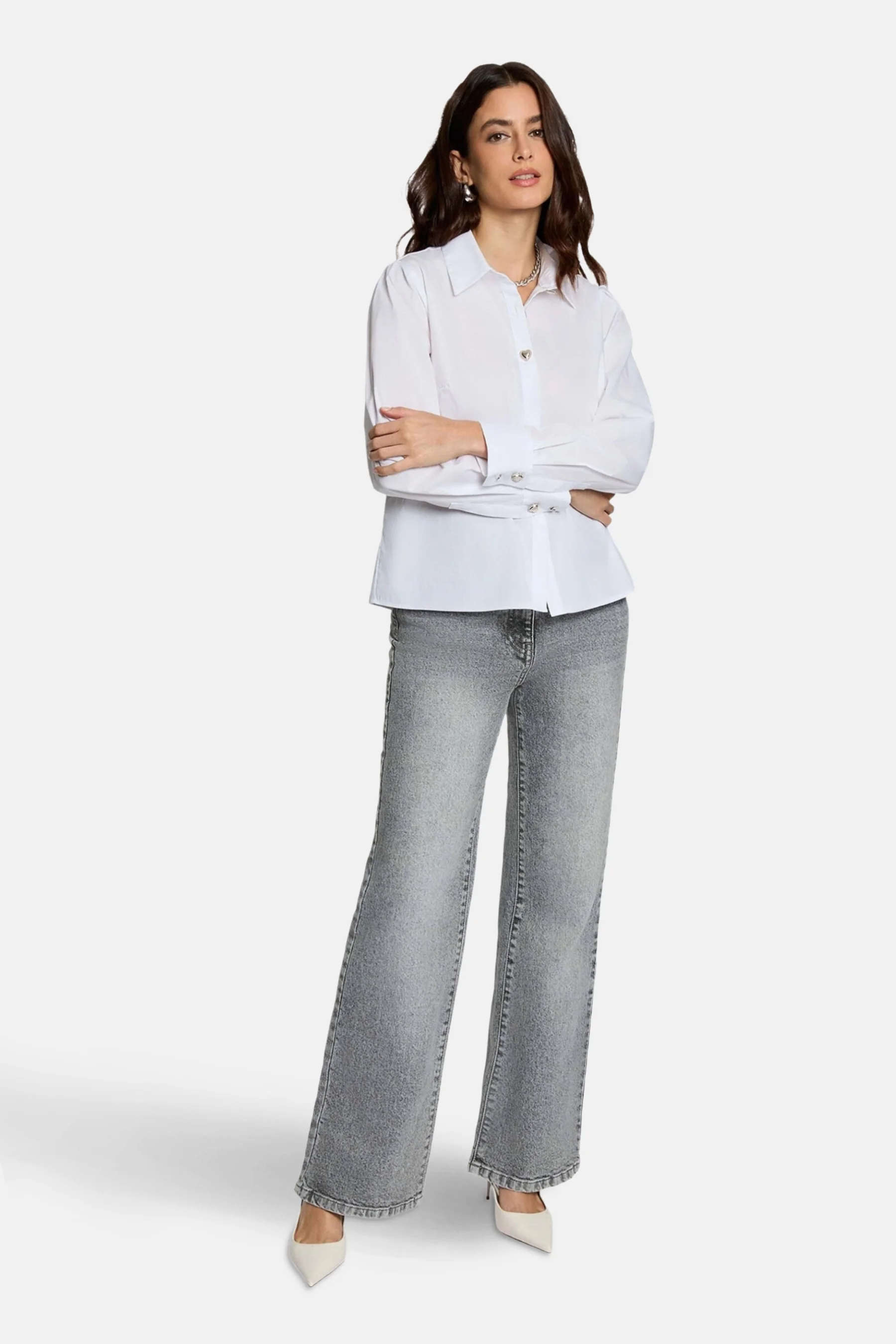 Jeans wide mid grey denim - Morgan De Toi - Image 2