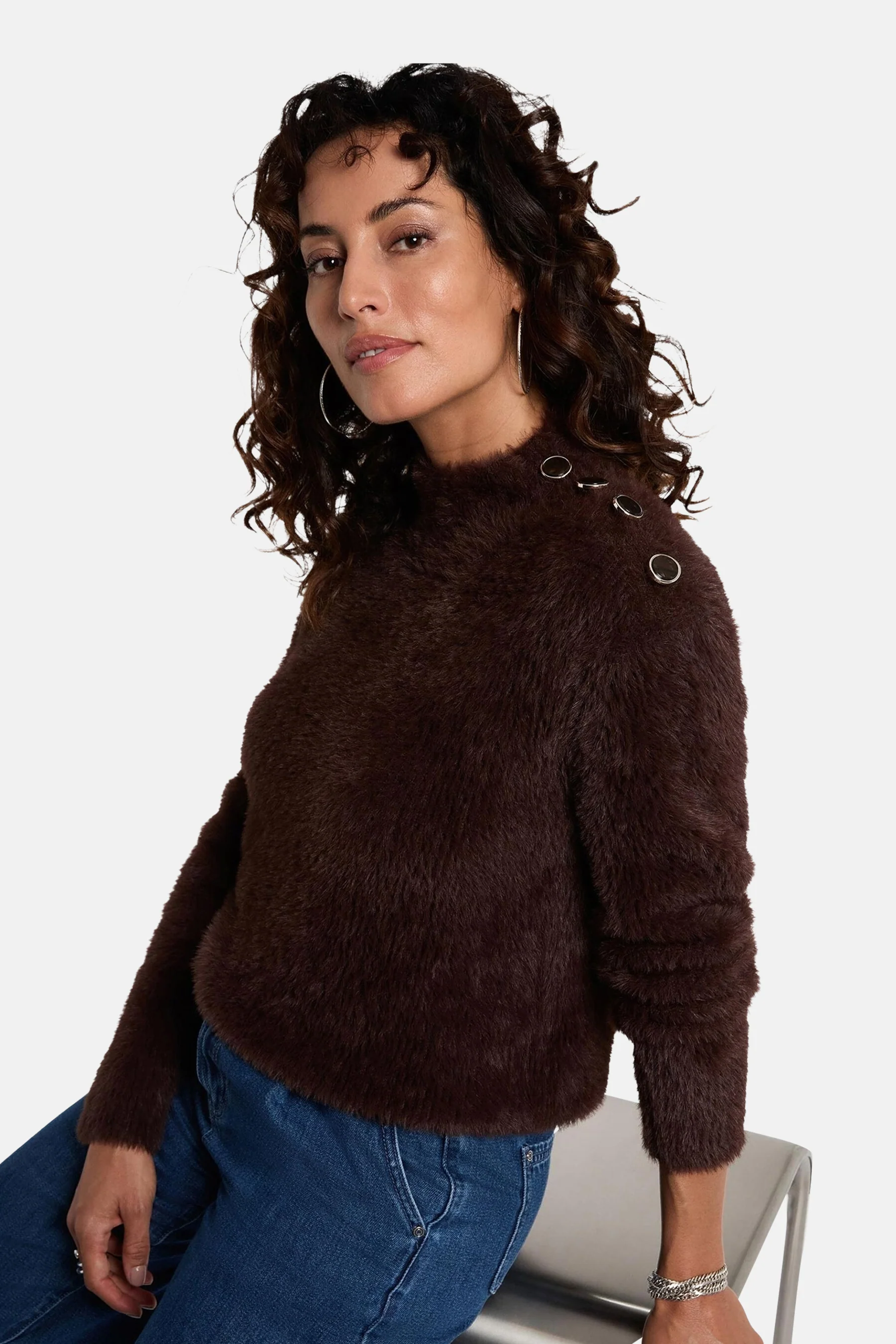 Pull met ronde hals - bruin