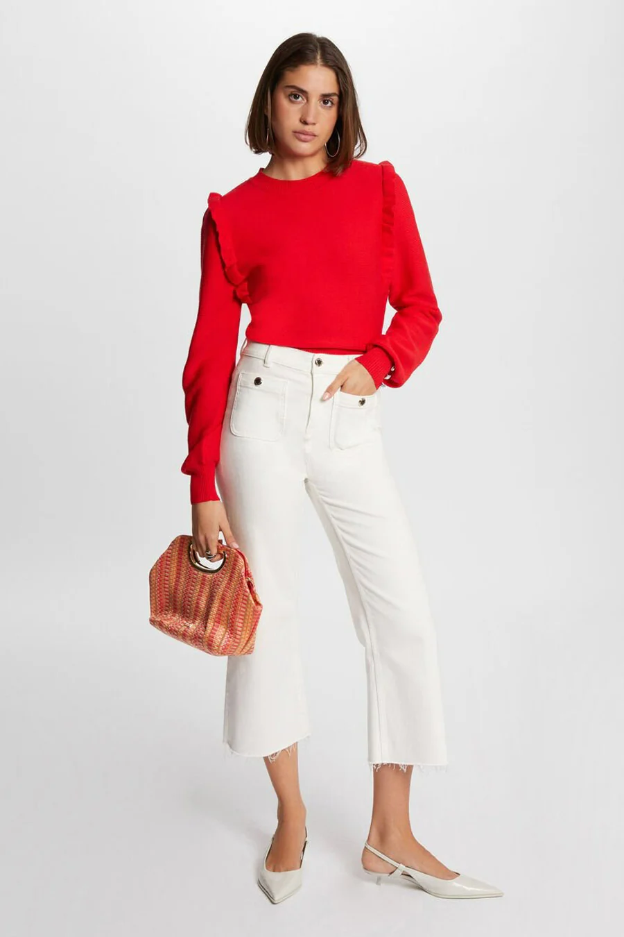 Pull met ronde hals - rood - Image 2