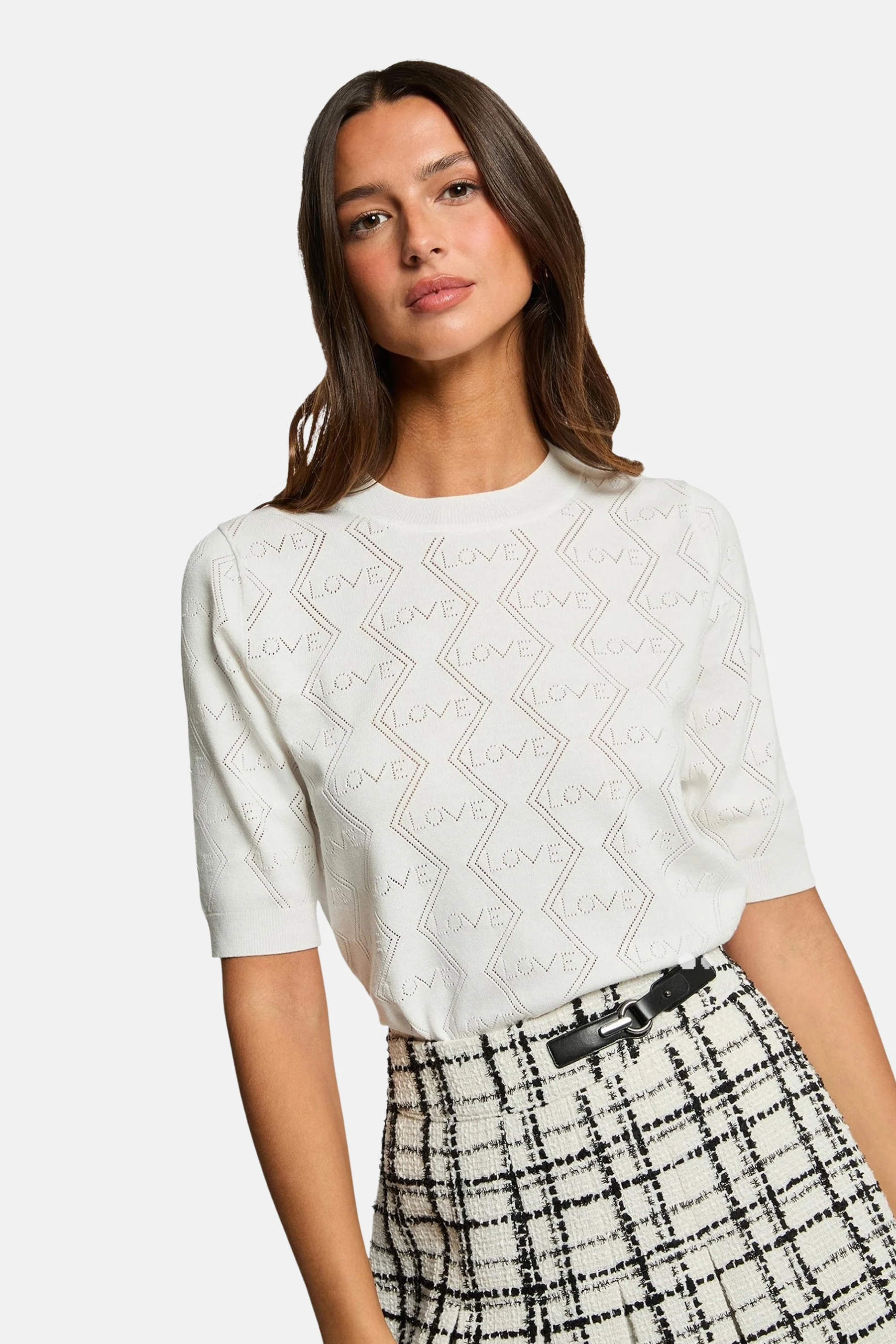 Pull met ronde hals - wit