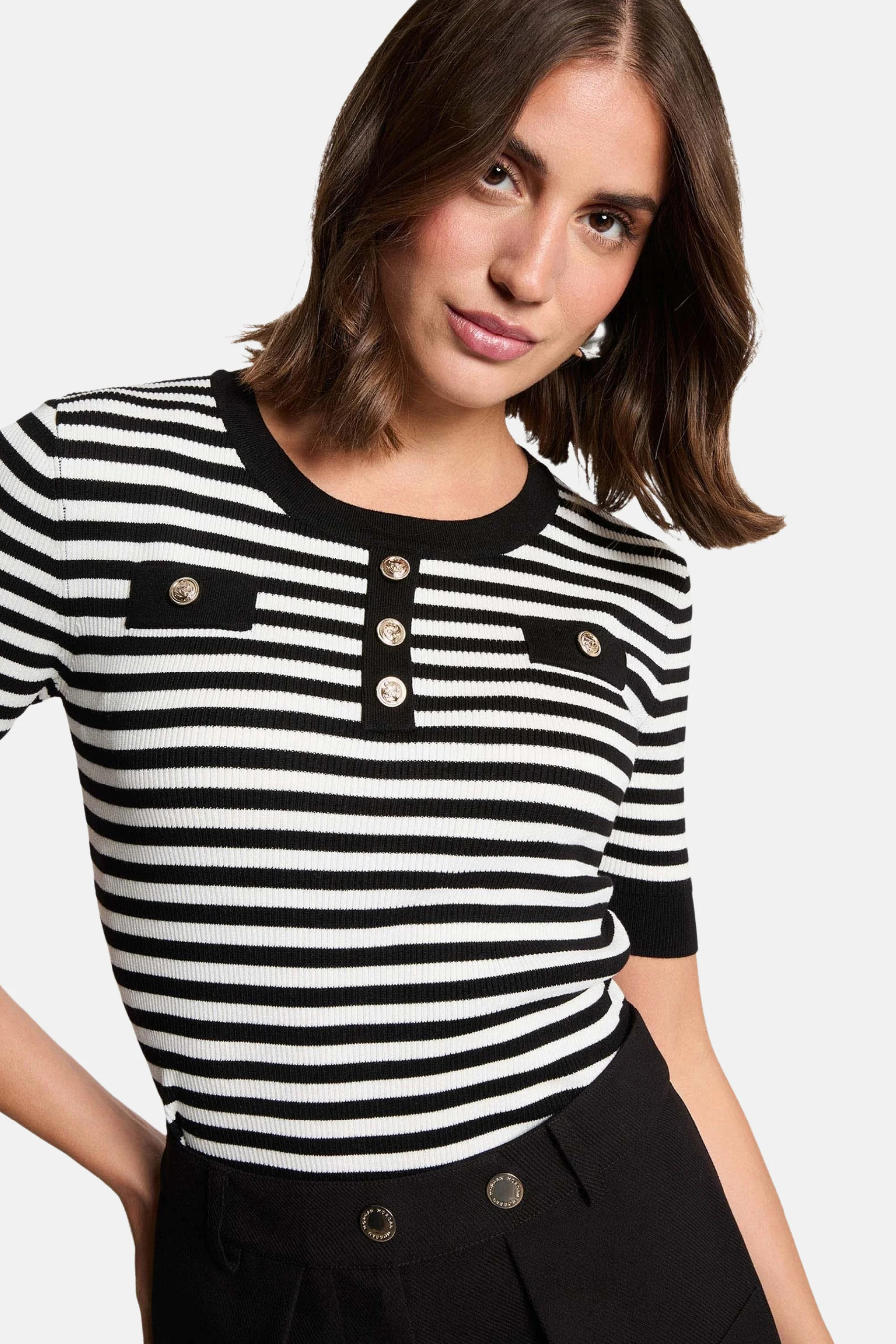 Pull met ronde hals - zwart