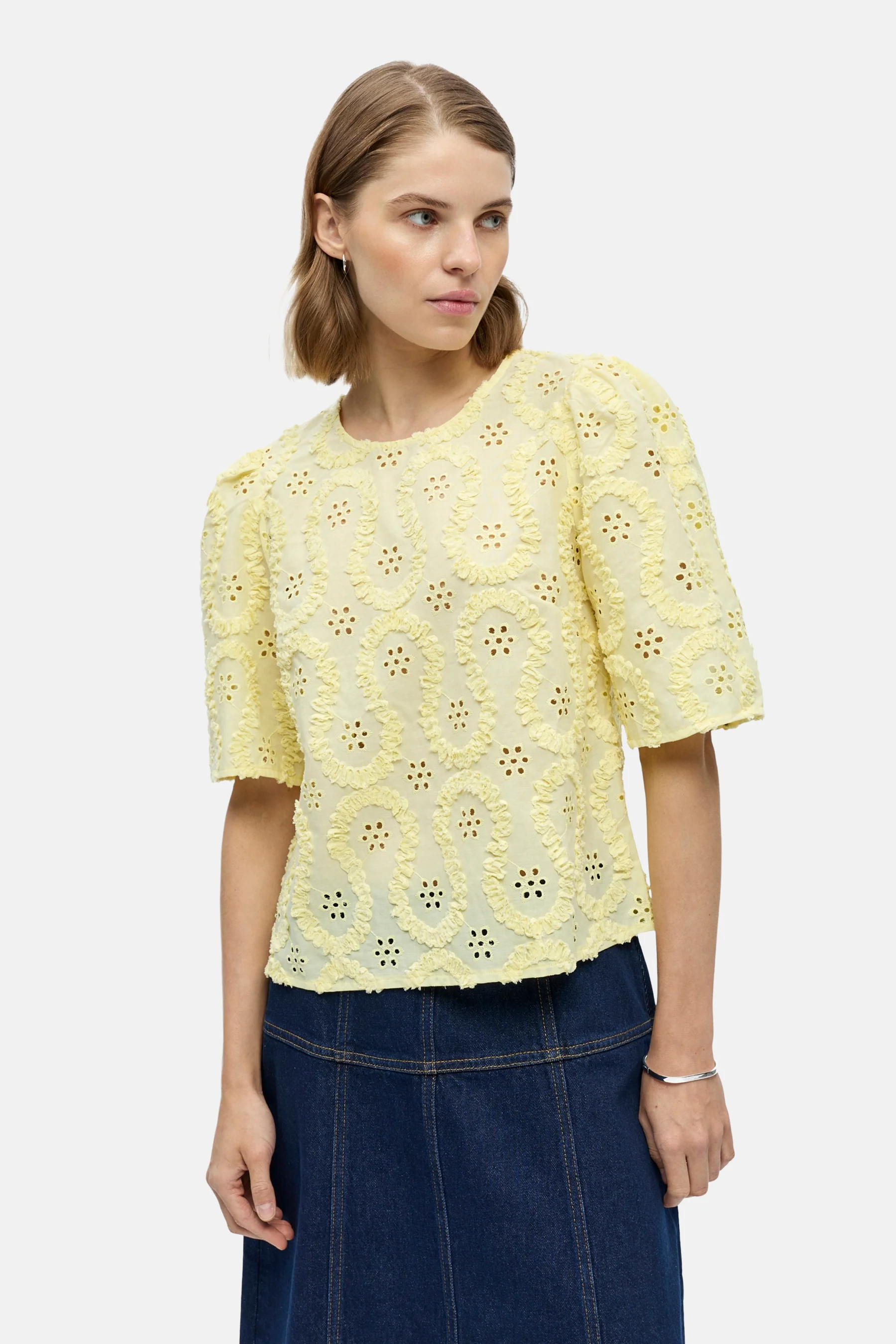 Blouse met korte mouwen - geel - Image 2