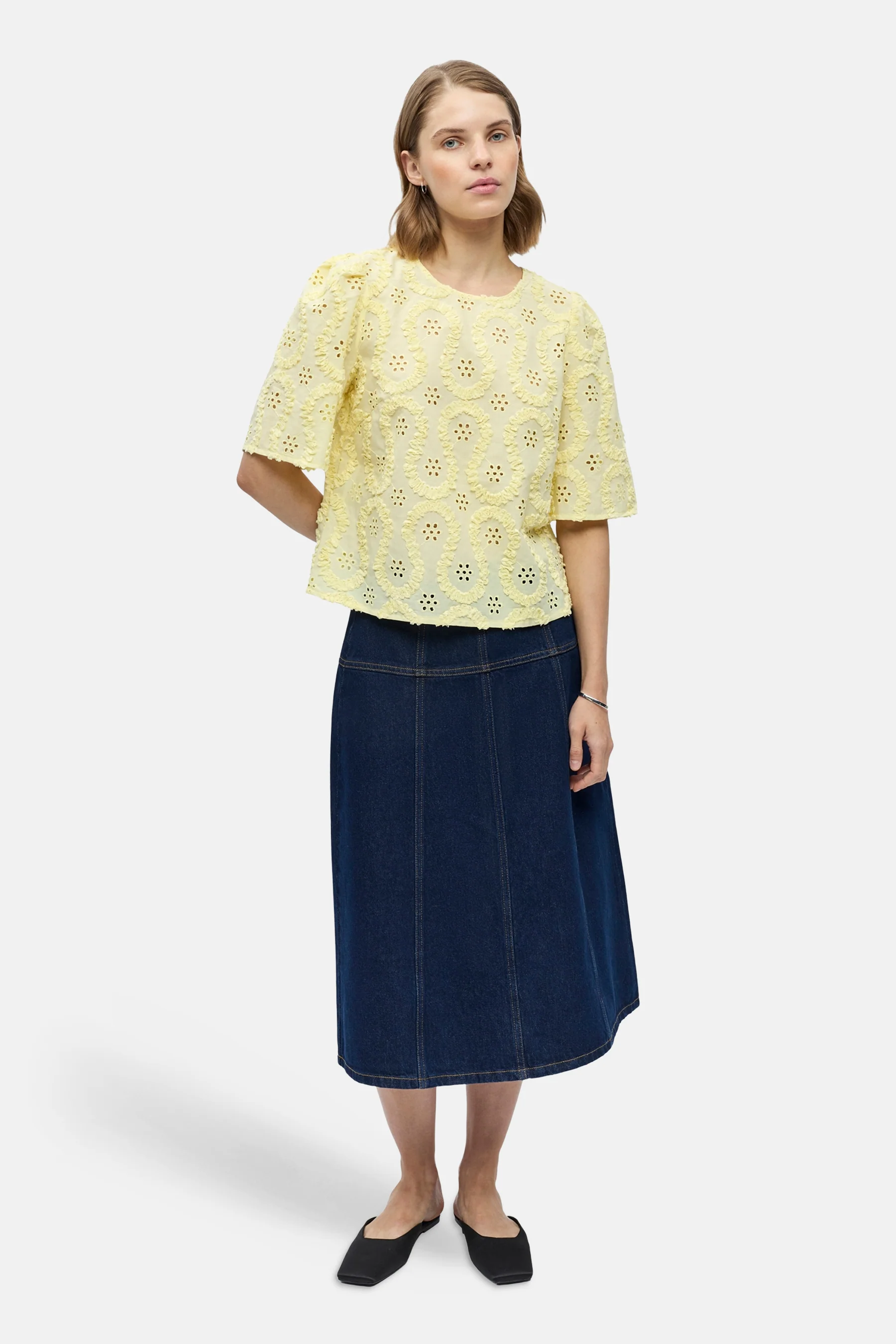 Blouse met korte mouwen - geel - Image 4