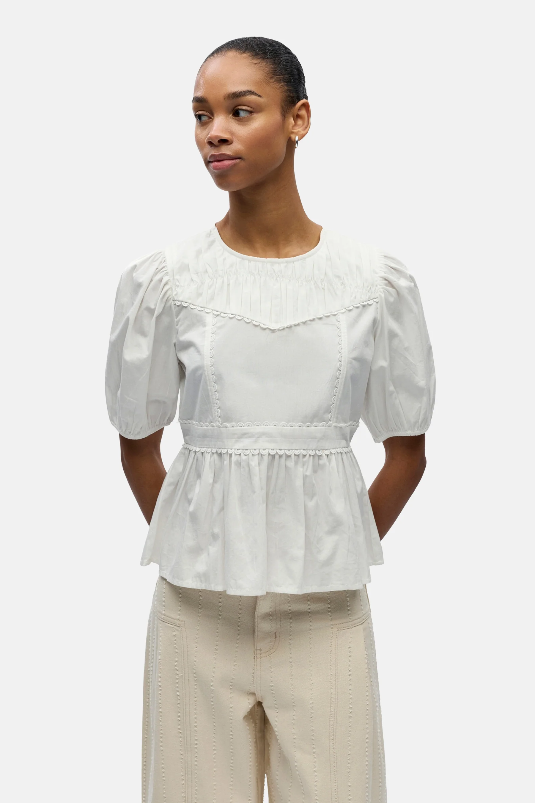 Blouse met korte mouwen - wit