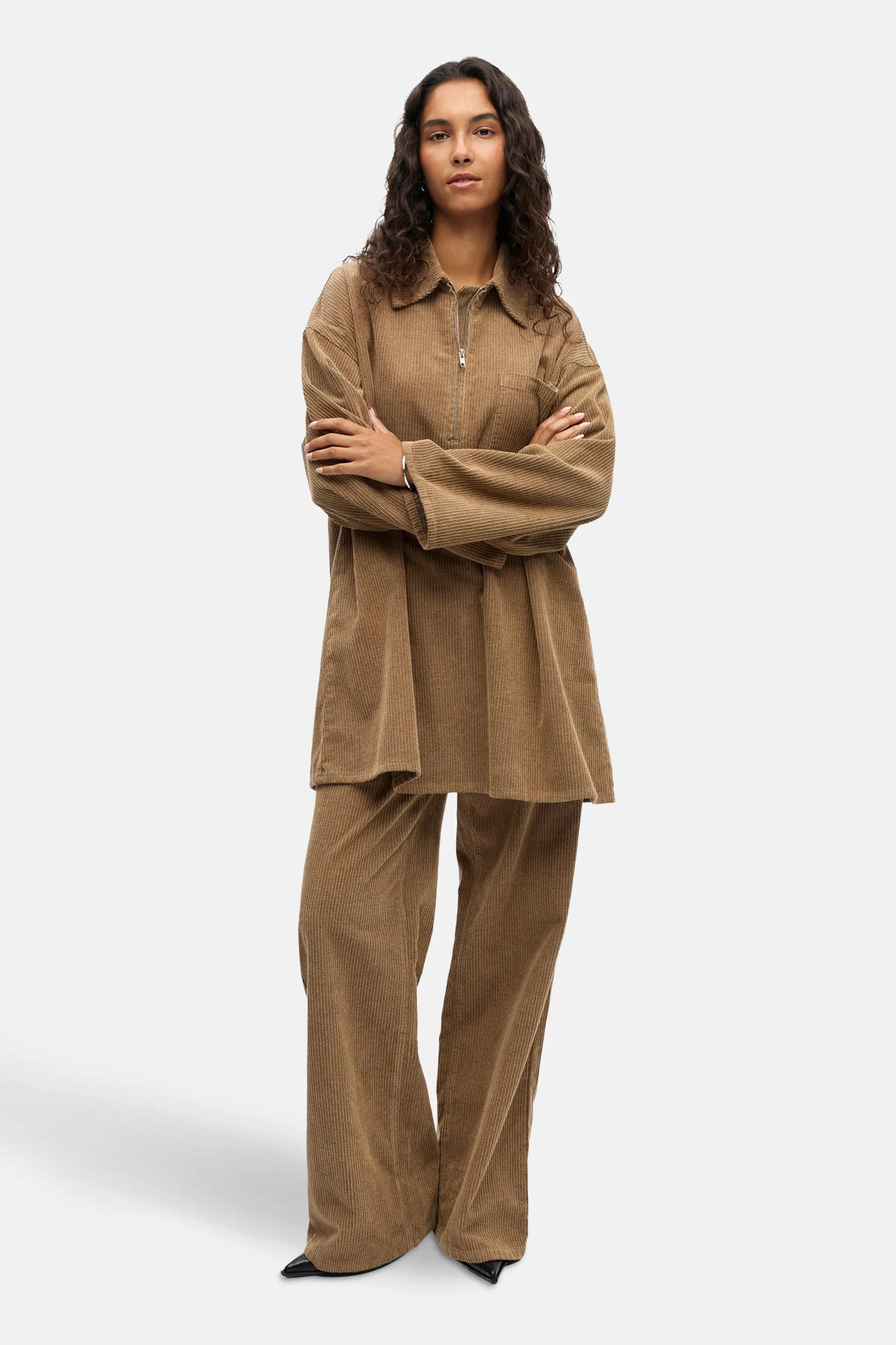 Kleedje met lange mouwen - beige - Image 2