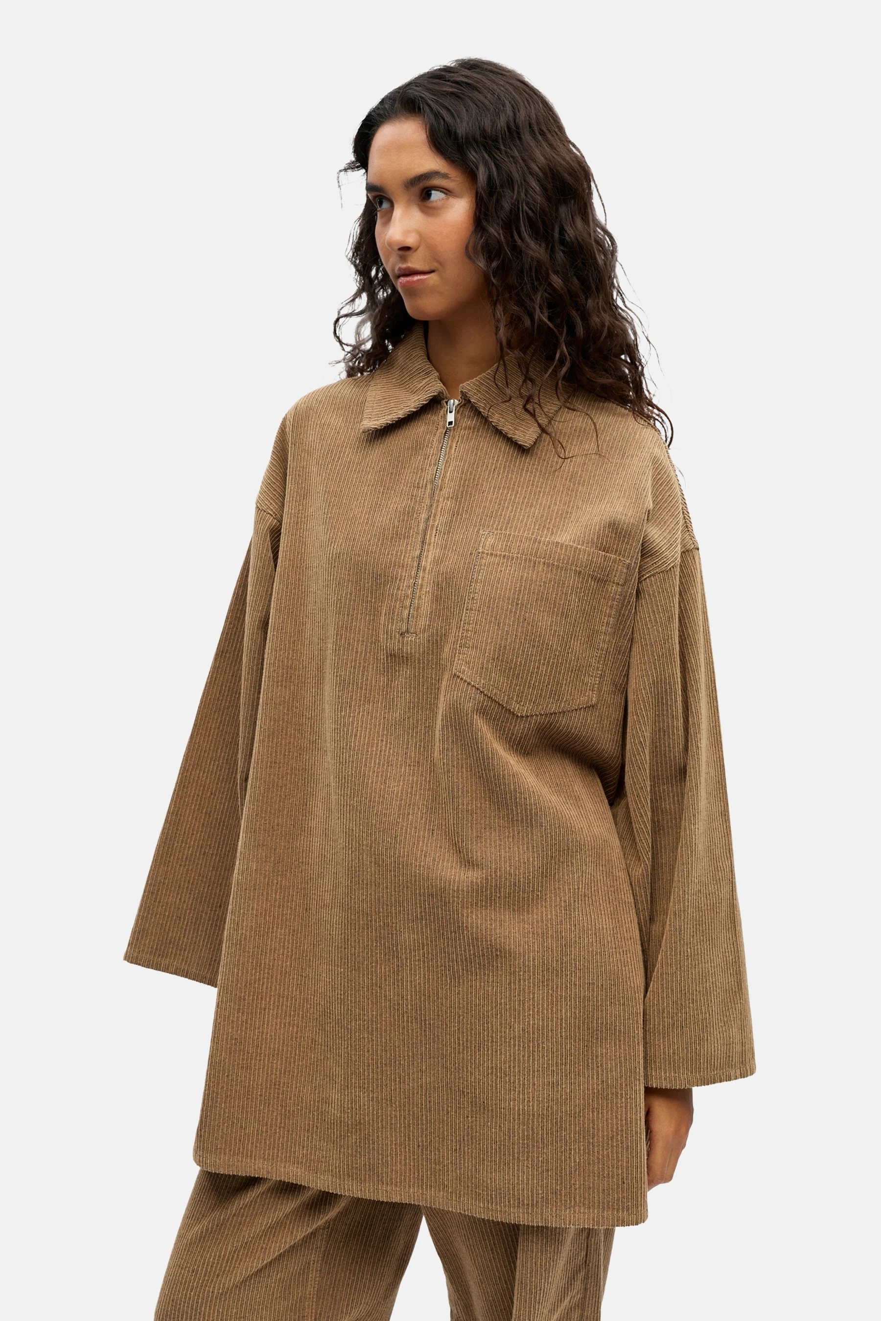 Kleedje met lange mouwen - beige - Image 4