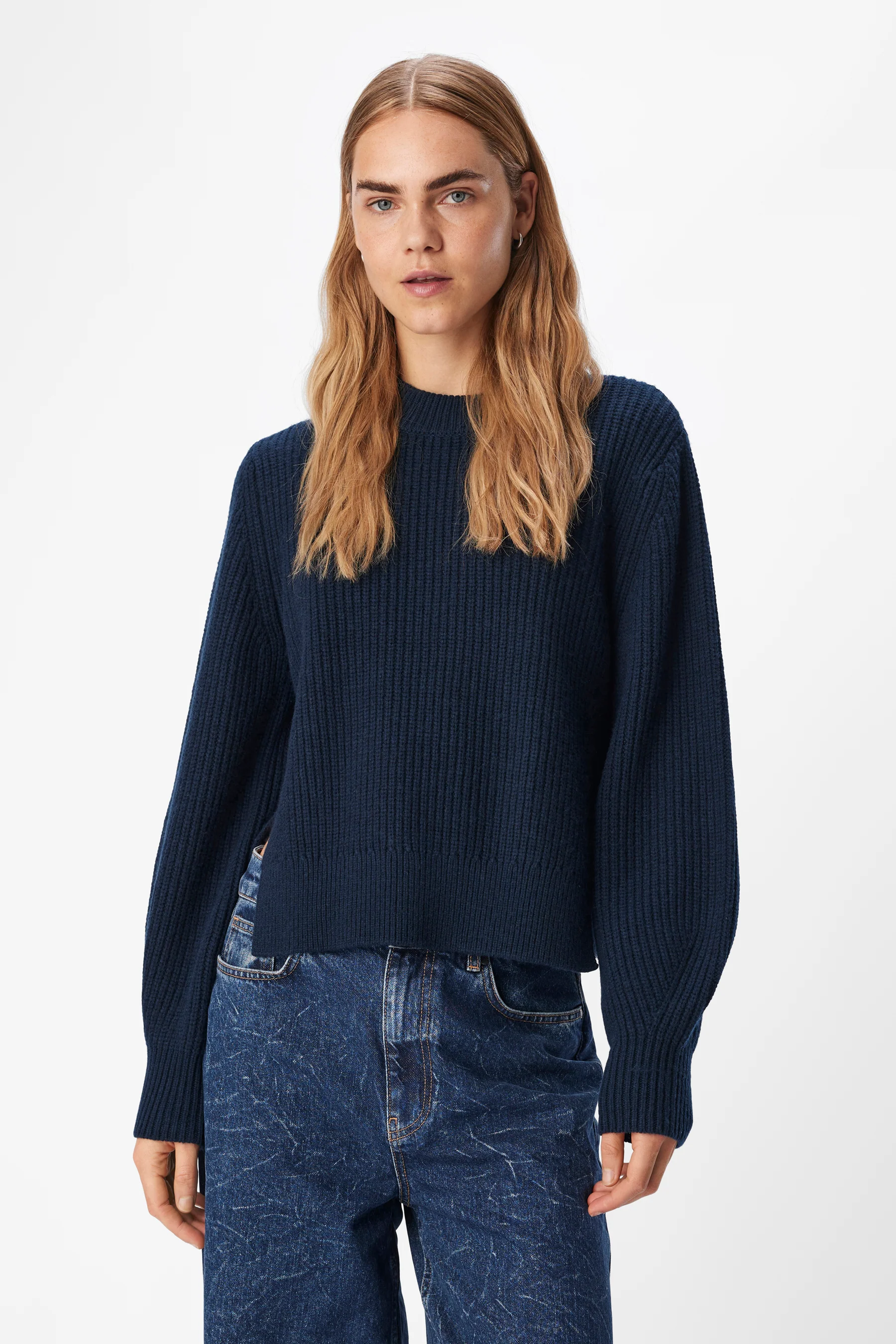 Pull met ronde hals - blauw