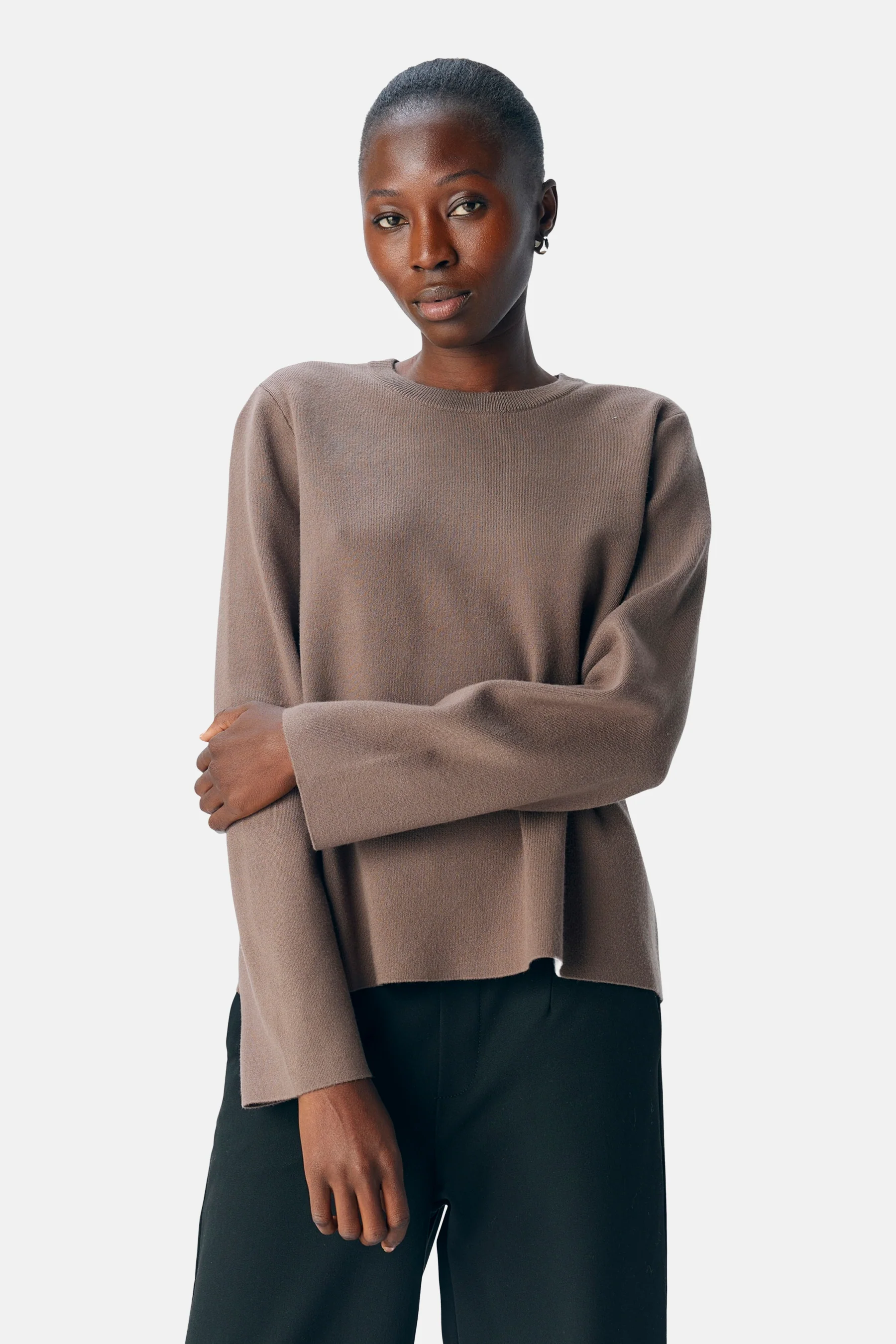 Pull met ronde hals - bruin