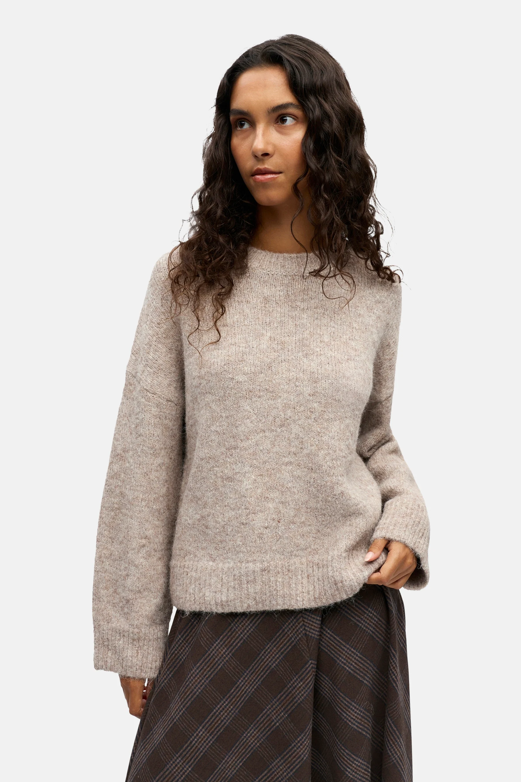 Pull met ronde hals - ecru