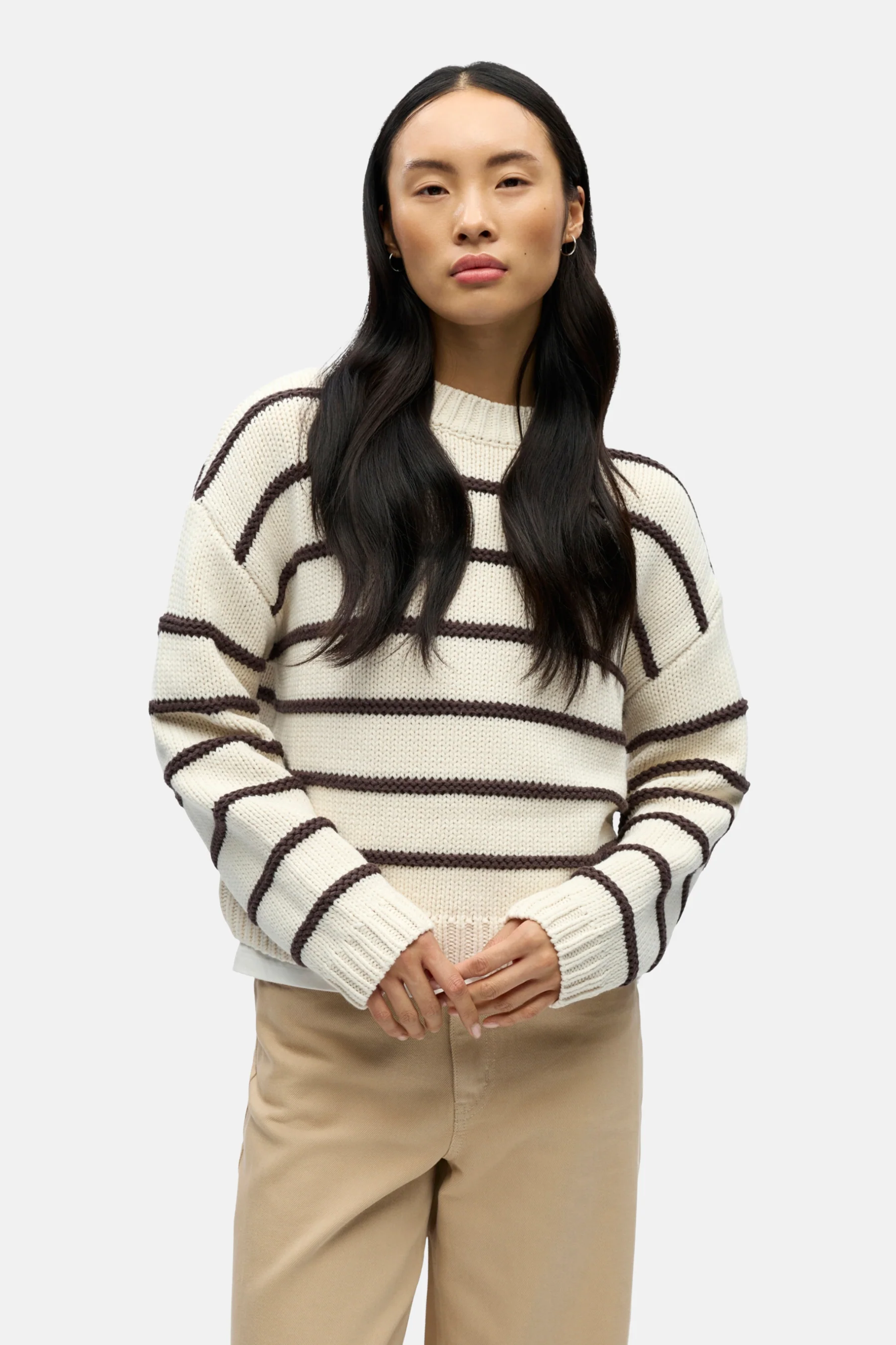 Pull met ronde hals - ecru