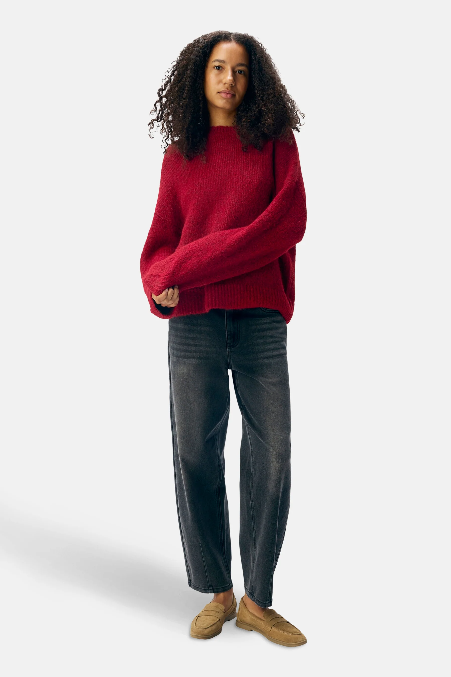 Pull met ronde hals - rood - Image 2