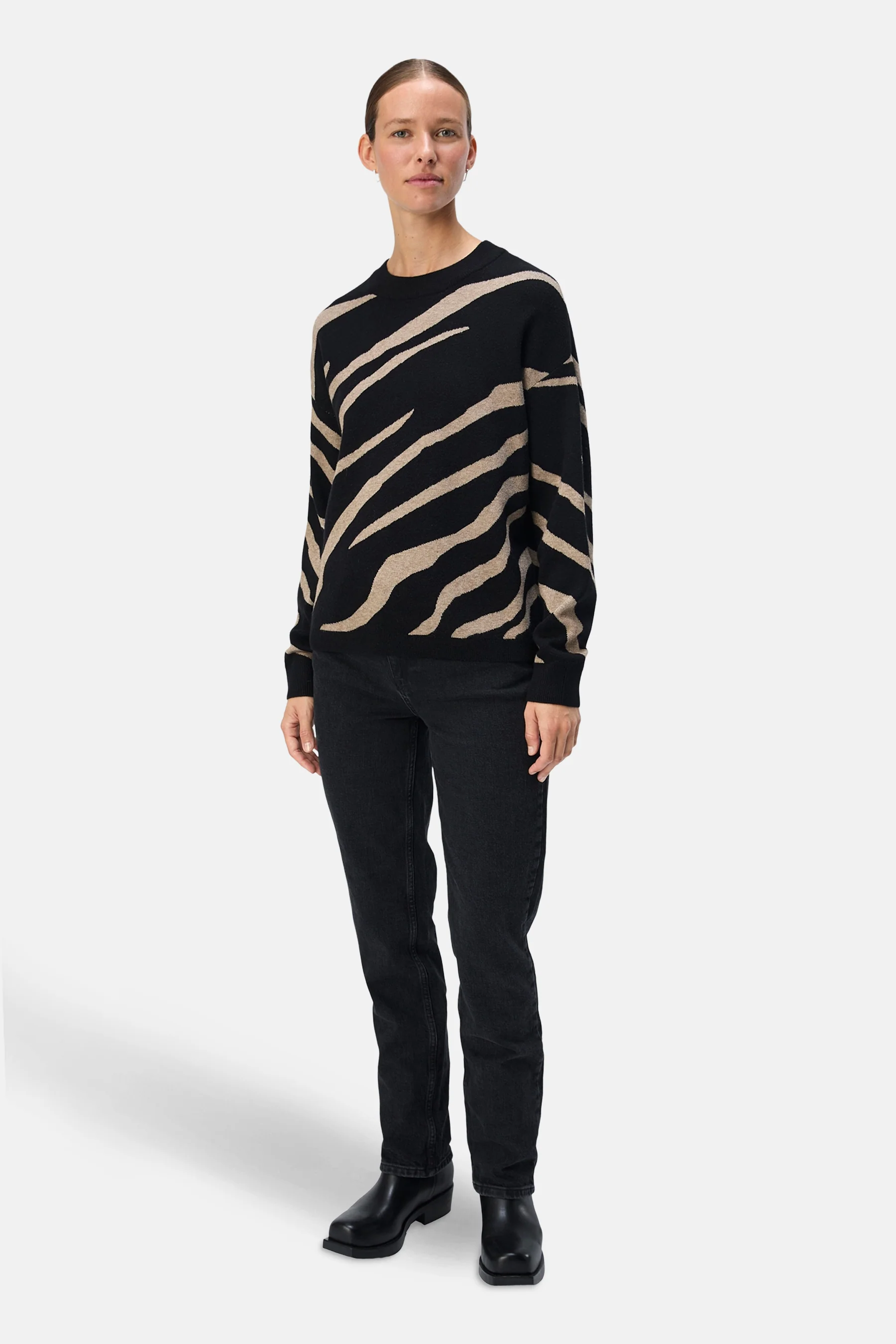 Pull met ronde hals - zwart - Image 2