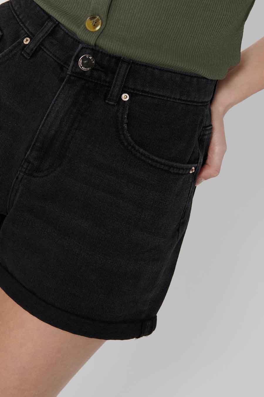 Short - black denim - Image 3