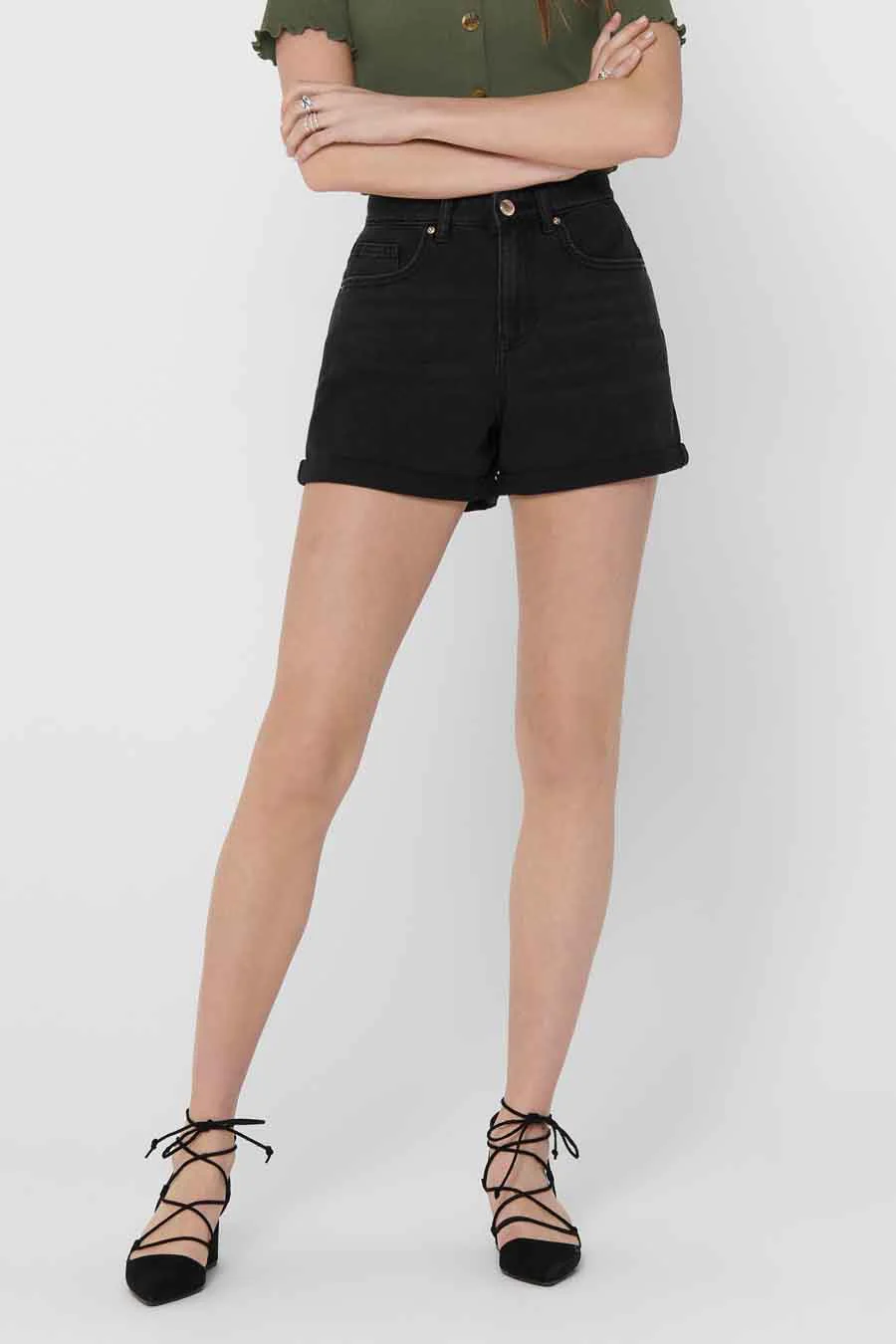 Short - black denim - Image 7