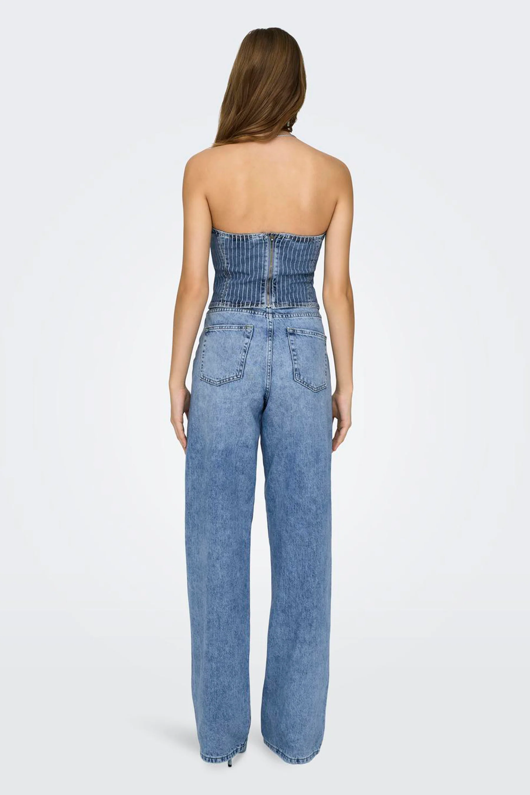 Dames tops blouse zonder mouw - light blue denim - Image 3