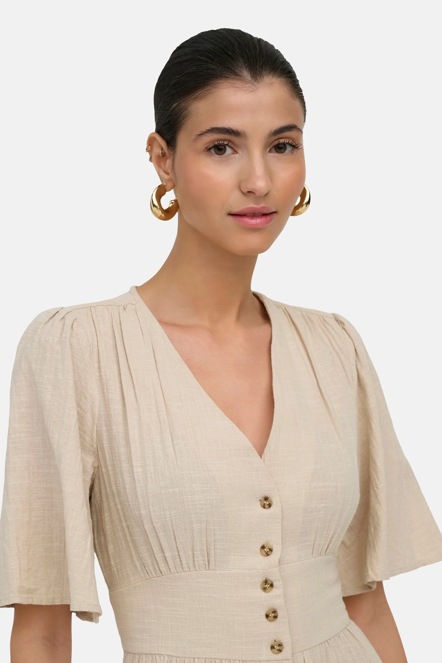 Kleedje met korte mouwen - beige - Image 6