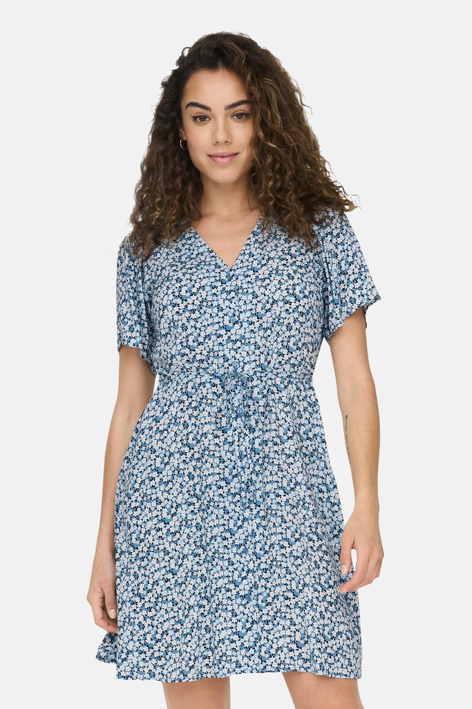 Kleedje met korte mouwen - blauw