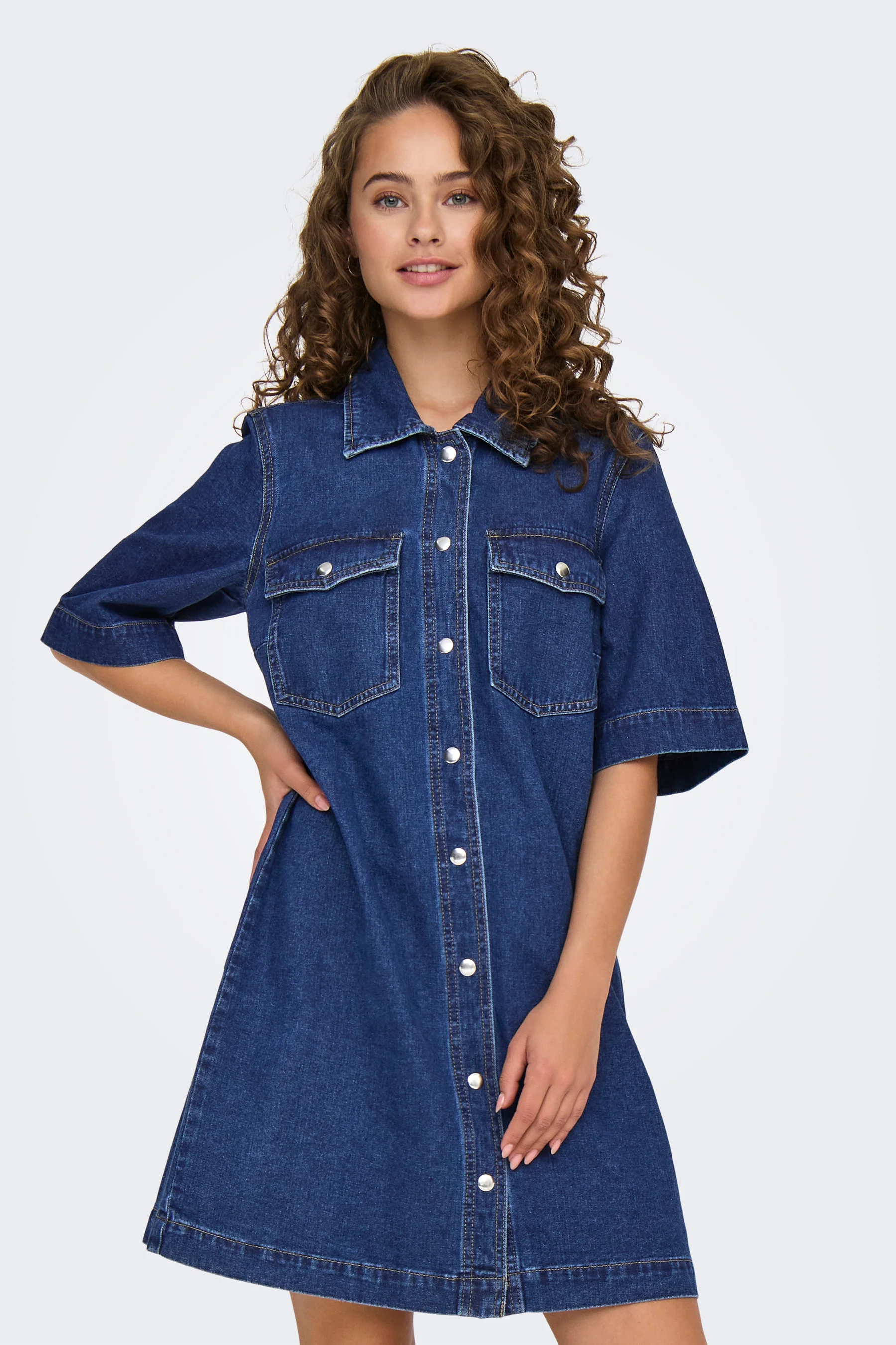 Kleedje met korte mouwen - dark blue denim