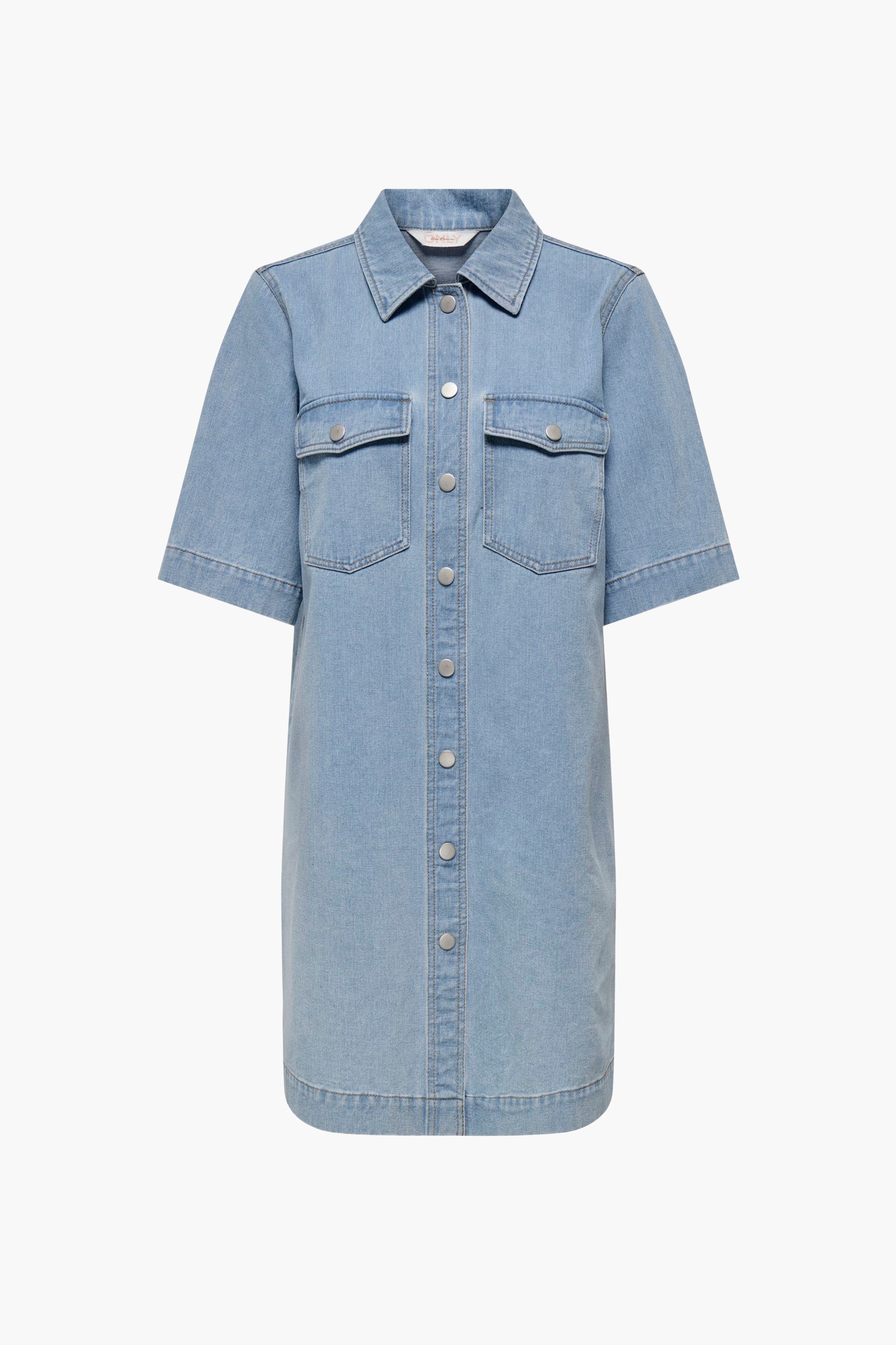 Kleedje met korte mouwen - light blue denim