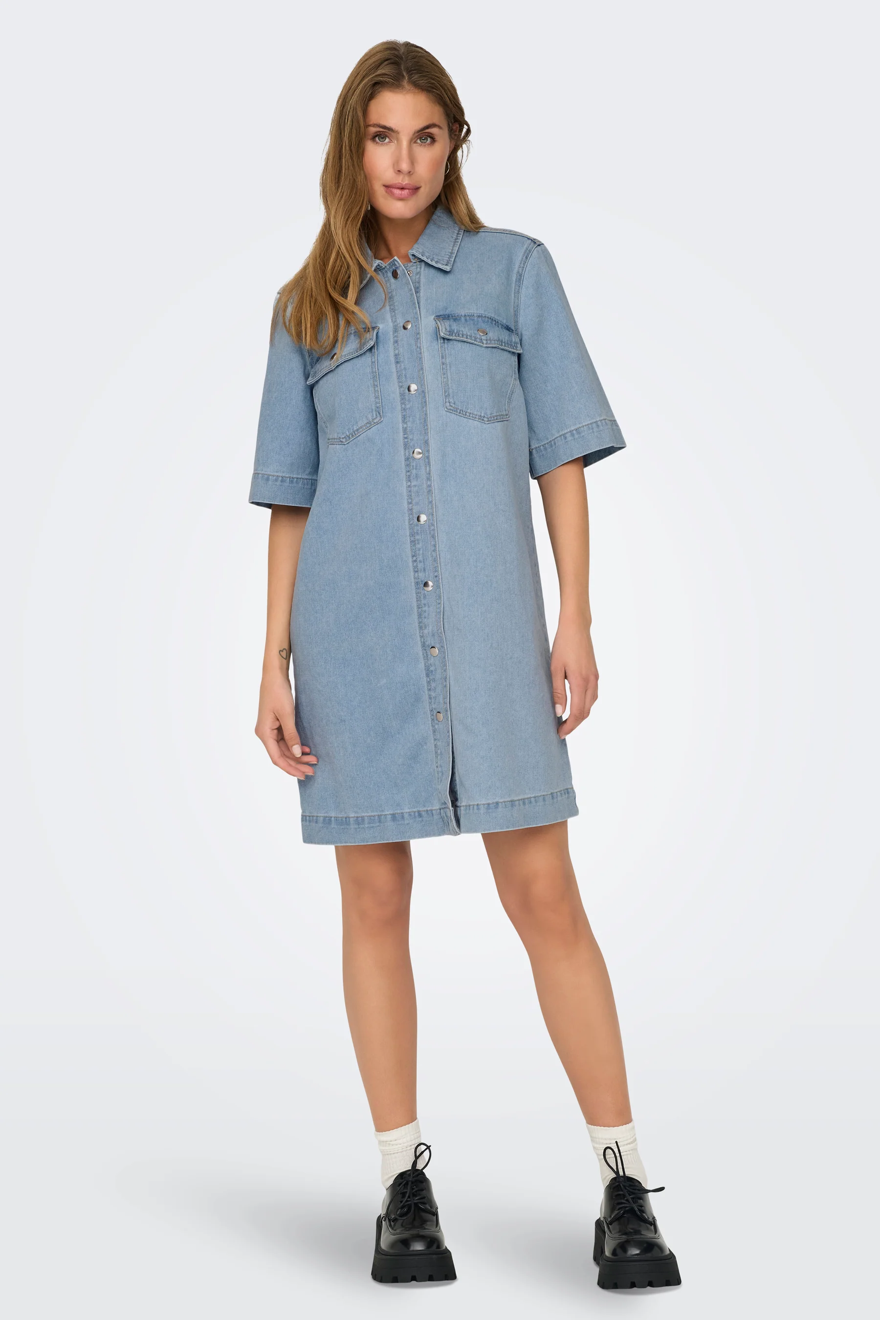 Kleedje met korte mouwen - light blue denim - Image 4