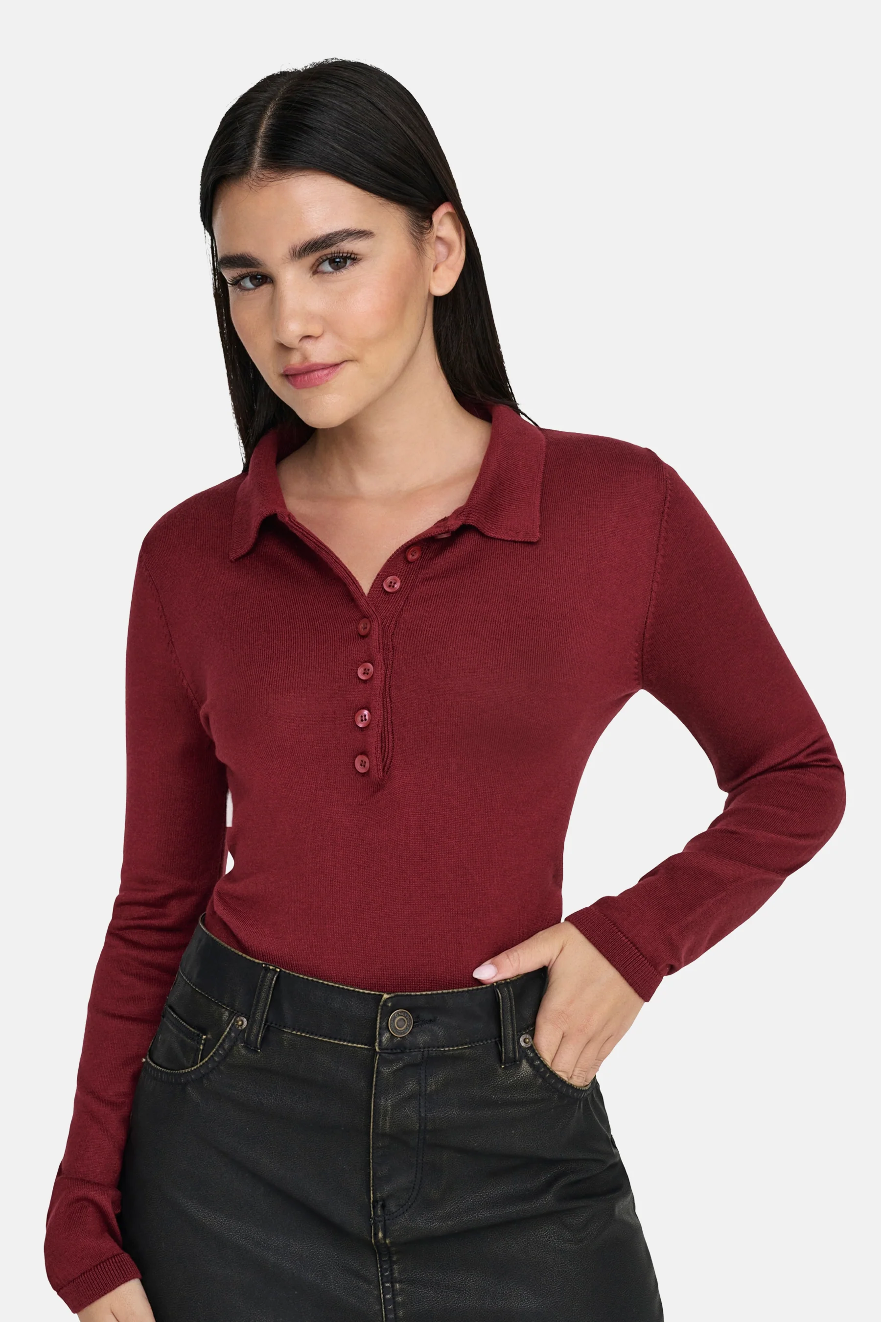 Polo met lange mouwen - rood - Image 4