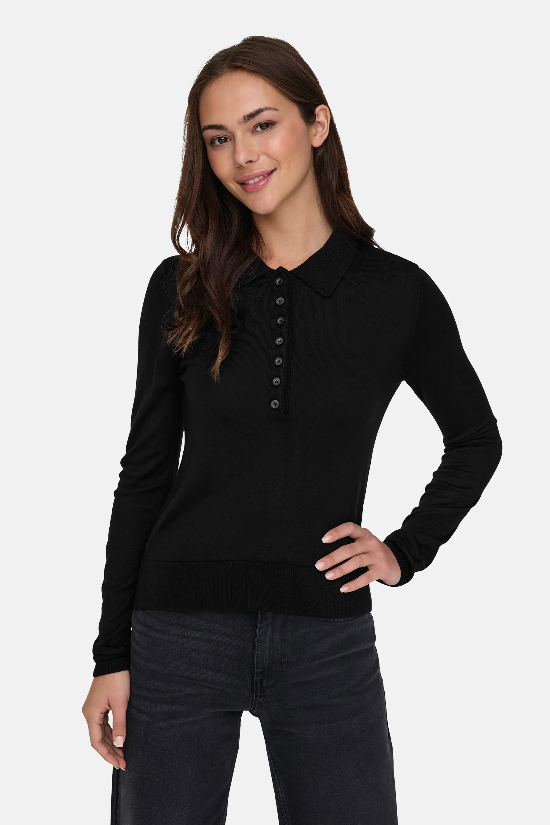 Polo met lange mouwen - zwart - Image 5
