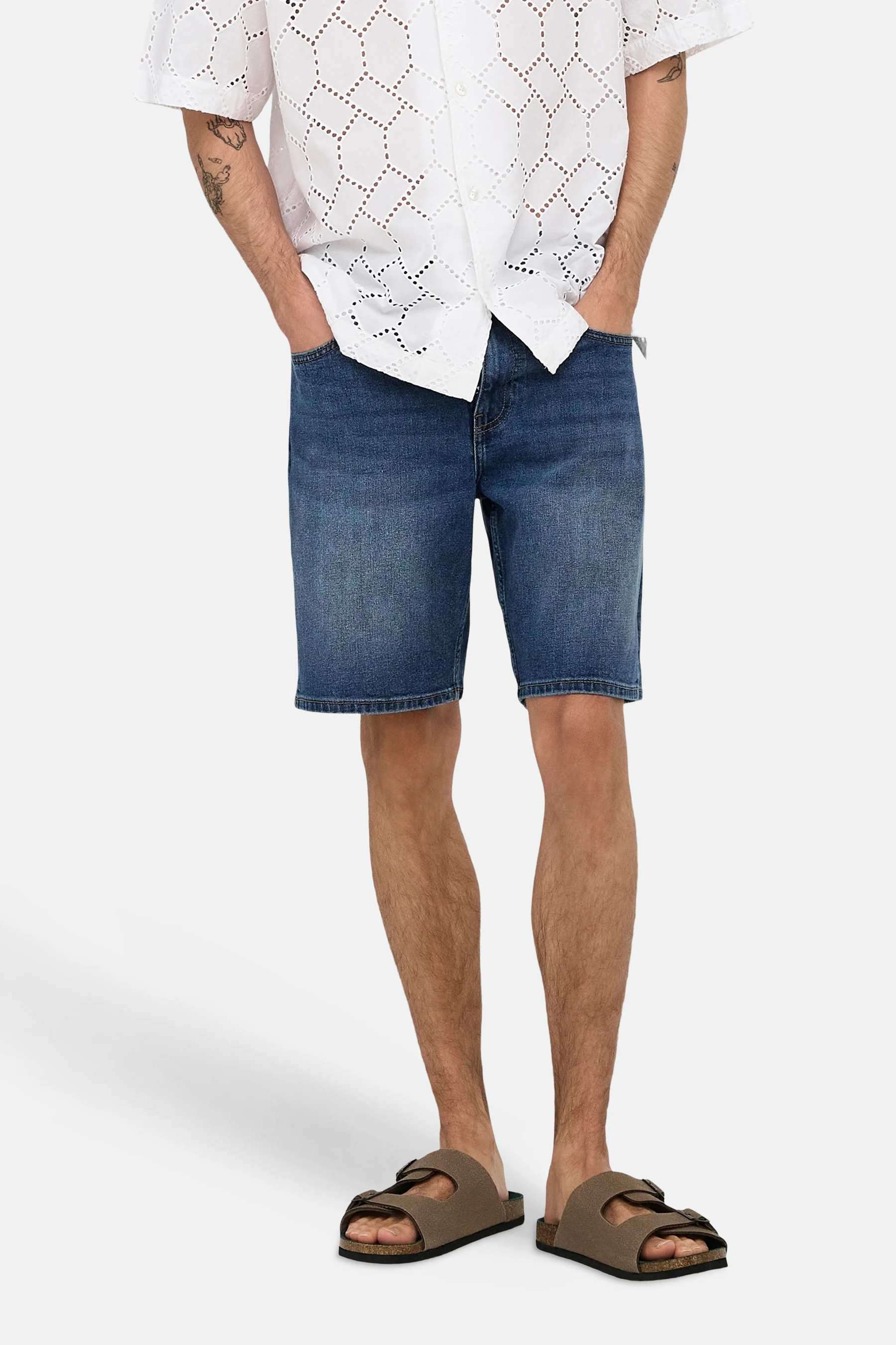 Short - mid blue denim - Image 4