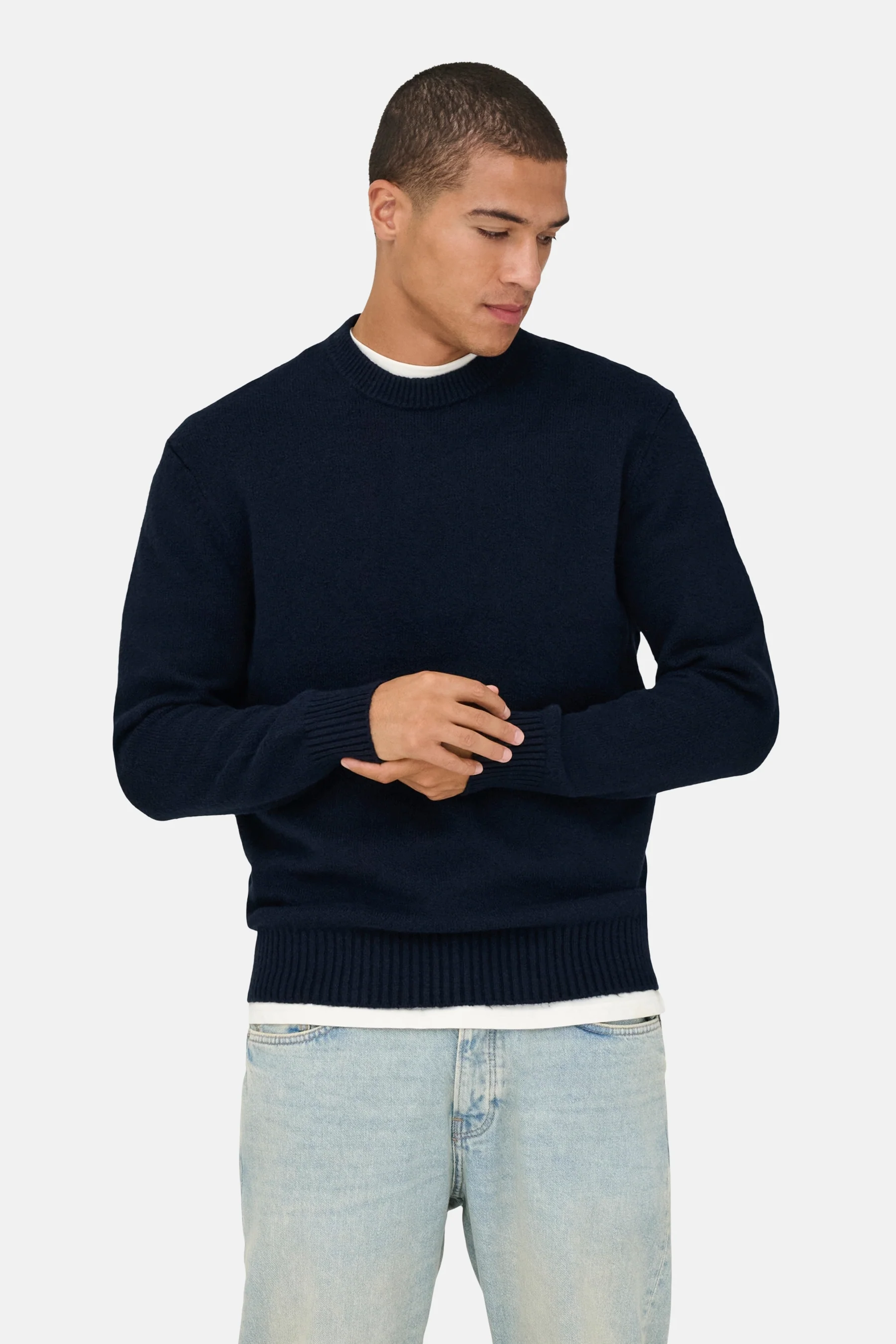 Pull met ronde hals - blauw