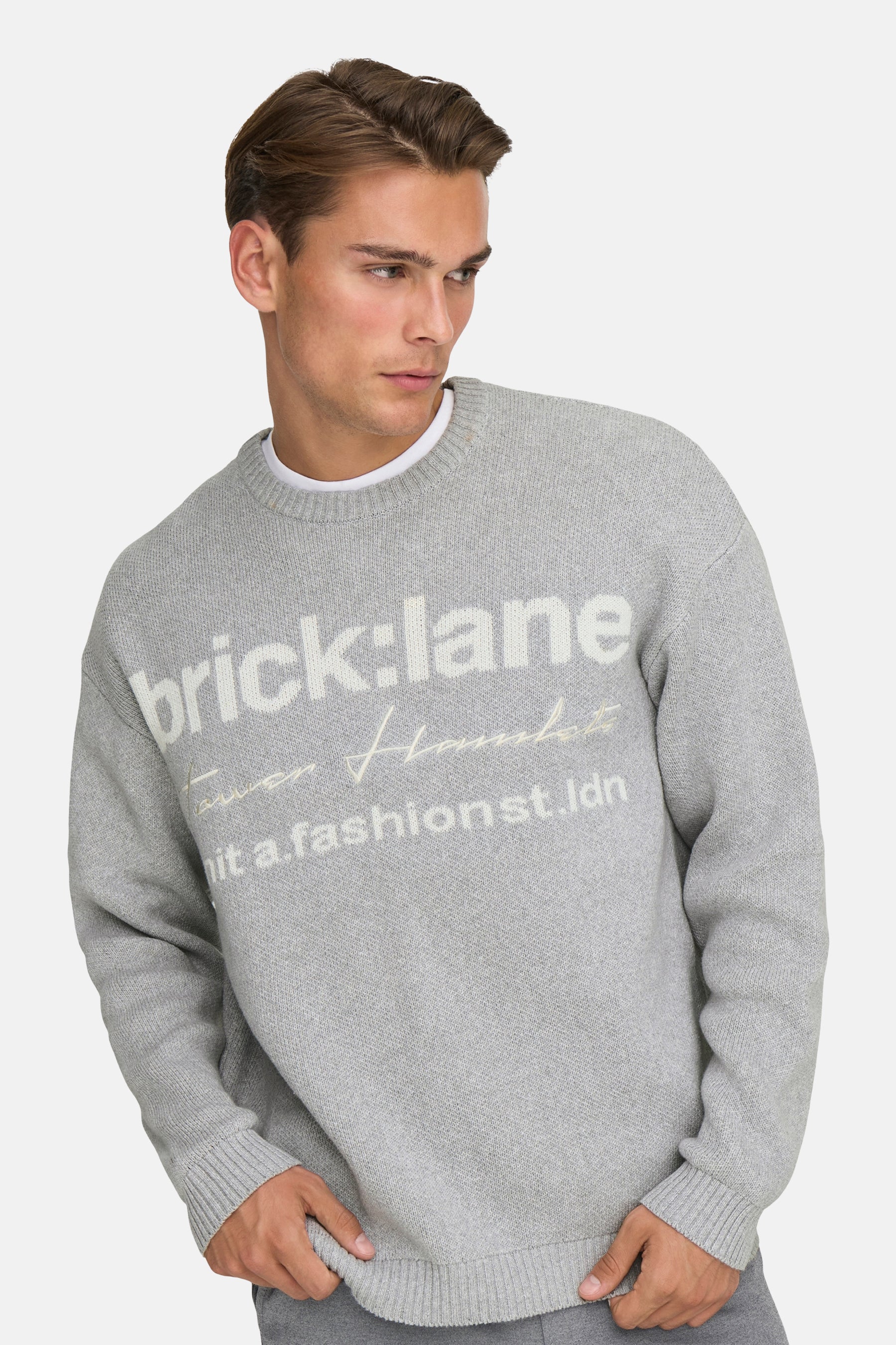 Pull met ronde hals - grijs - Image 4