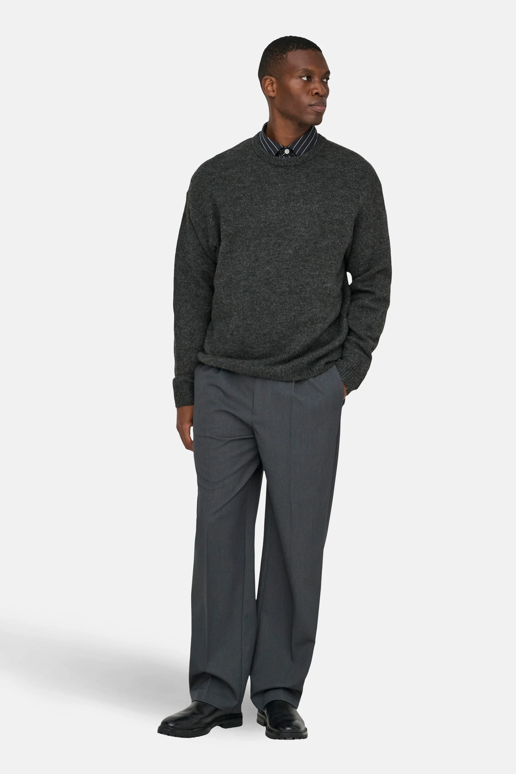 Pull met ronde hals - grijs - Image 2