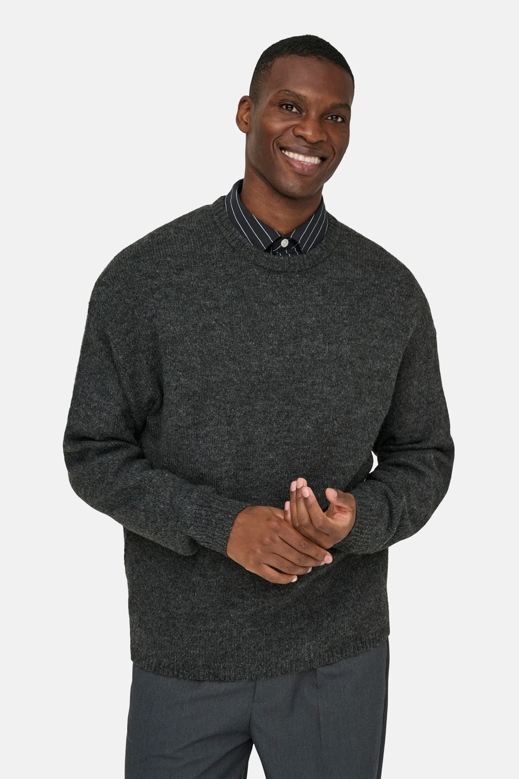 Pull met ronde hals - grijs - Image 4
