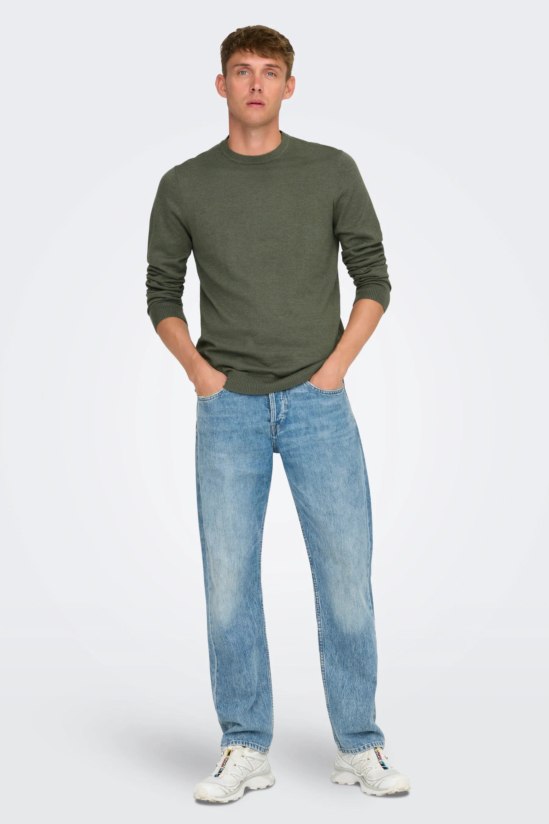 Pull met ronde hals - groen - Image 2