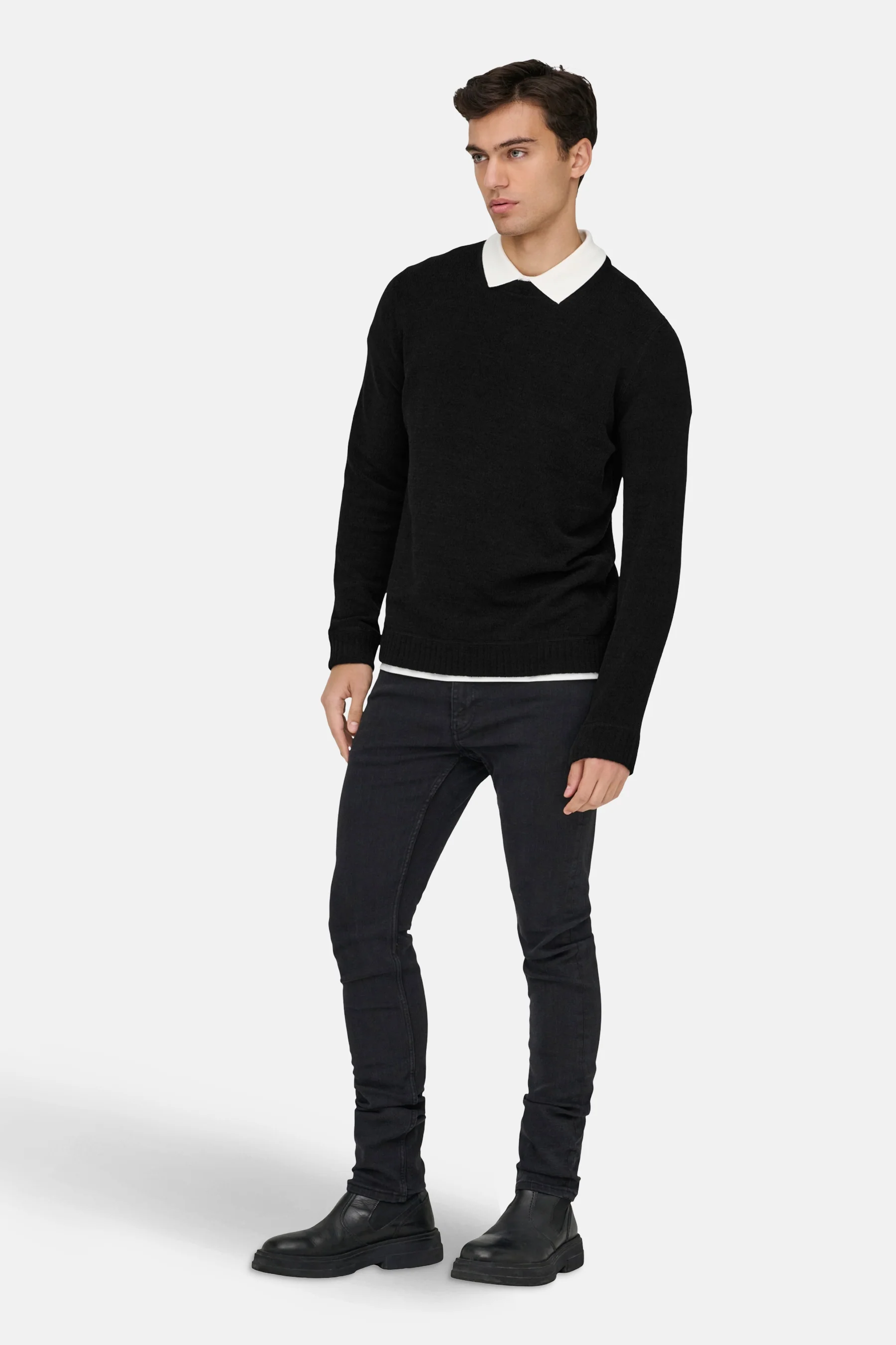 Pull met ronde hals - zwart - Image 2